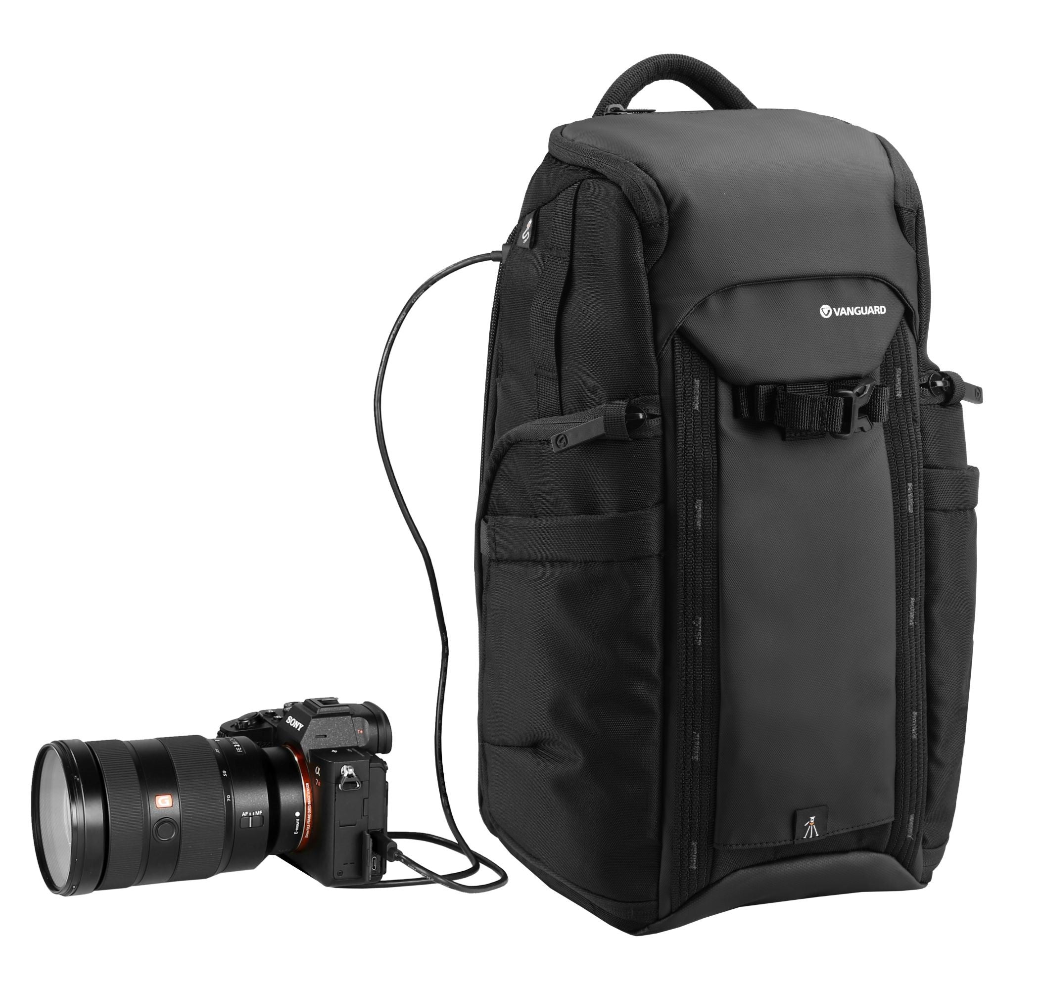 VEO Adaptor R48 Gray Camera Backpack with USB Charging Port & Rear Access - Waterproof DSLR Bag for Photographers, Travel & Outdoor Adventures