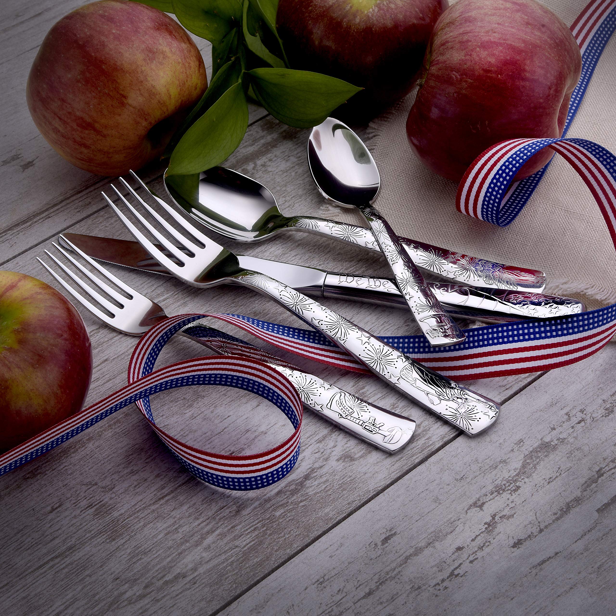 Liberty Tabletop 45-Piece Flatware Set - Service for 8, Stainless Steel Silverware Set with Knives, Forks & Spoons - Made in USA - Perfect for Dinner Parties, Weddings & Everyday Dining