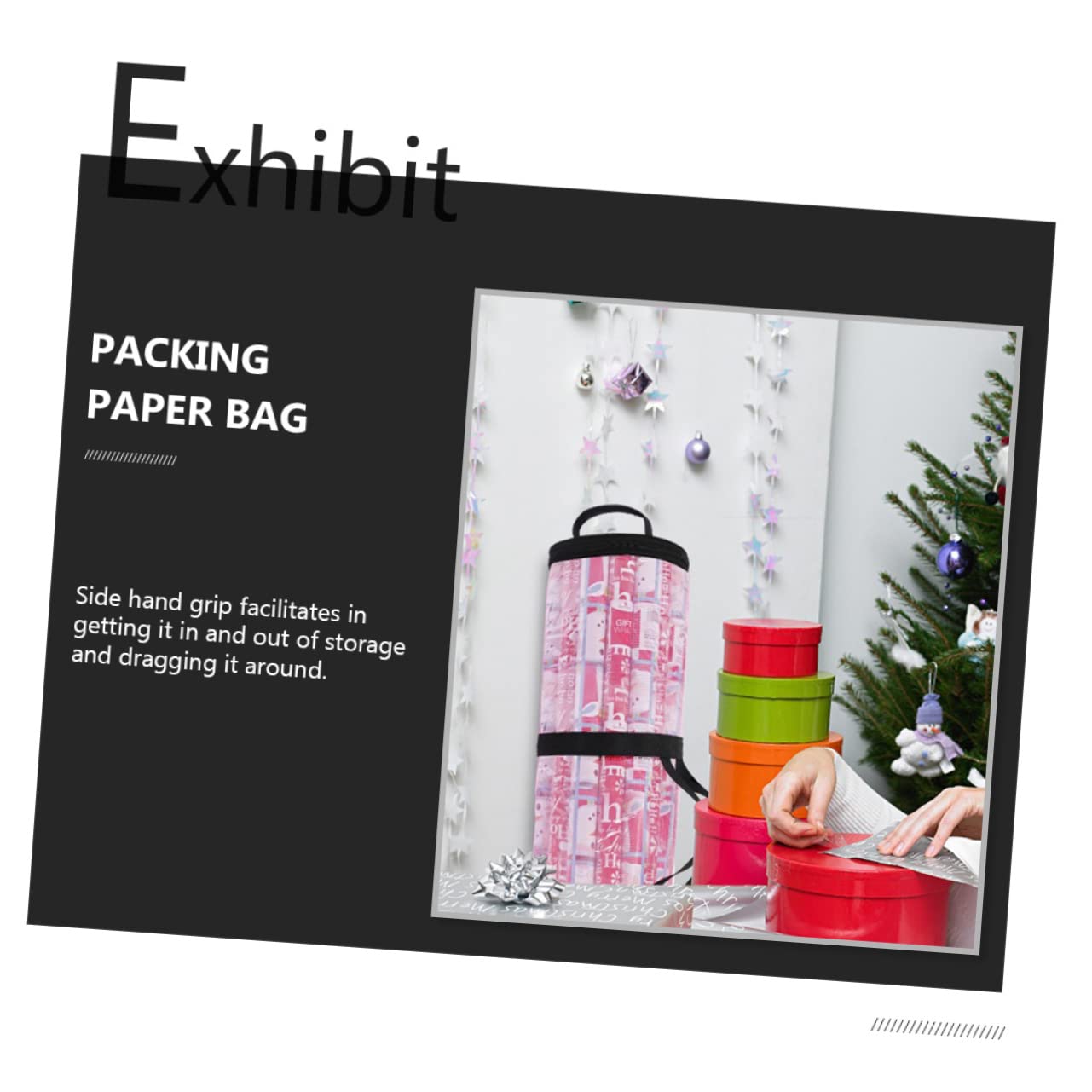 1pc Christmas Storage Bag - Cylindrical Wrapping Organizer Pouch for Holiday Gift Packing & Supplies | Perfect for Xmas Decorations, Present Wrapping & Seasonal Storage
