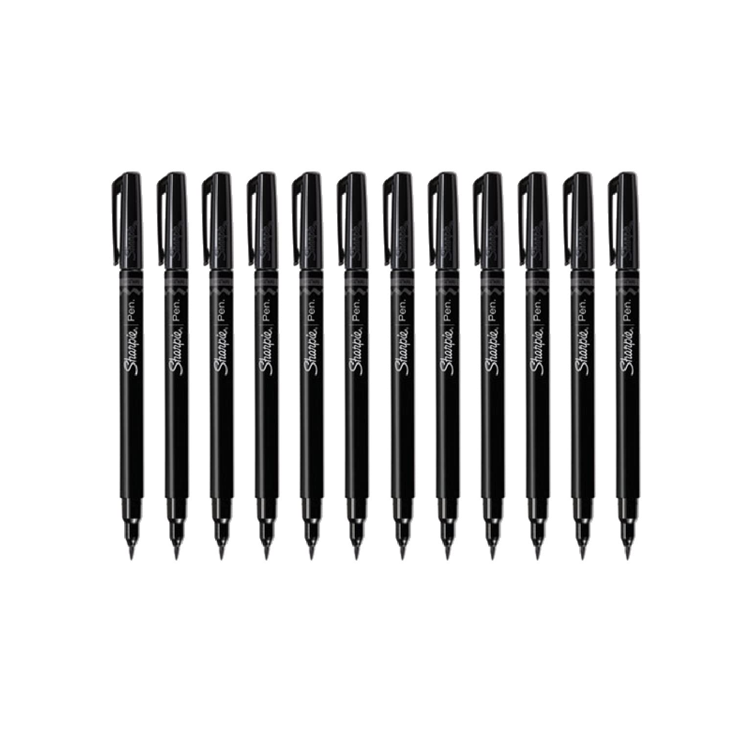 SHARPIE Fine Point Brush Tip Markers - 12 Pack Black (2011280) - Ideal for Calligraphy, Art Projects, and Office Use