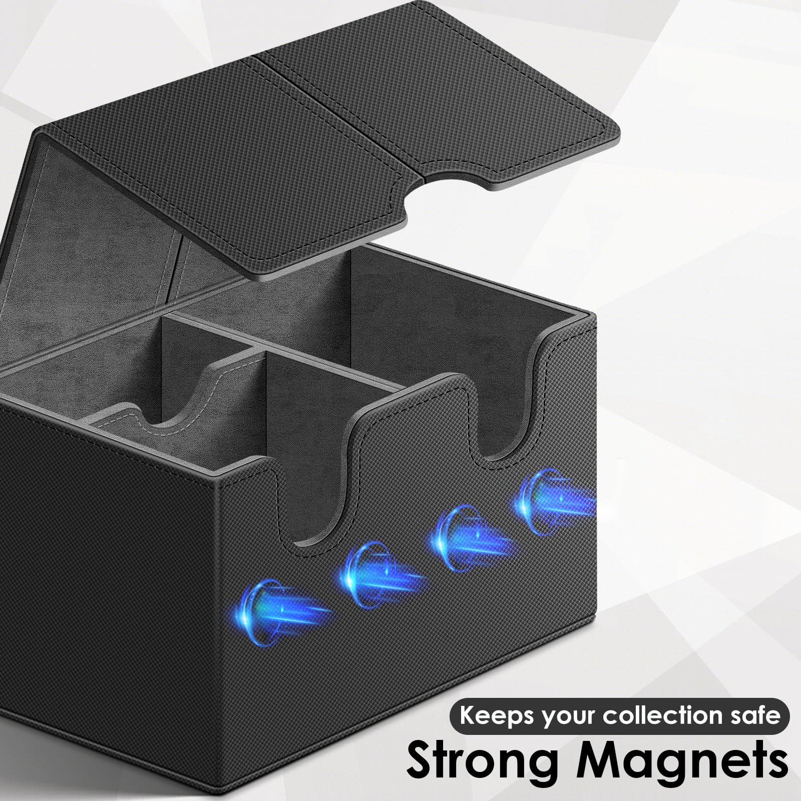 Premium Leather MTG Commander Card Deck Case - Double Deck Storage Box with Dice Tray & Magnetic Closure (Holds 200+ Sleeved Cards) - Perfect for Magic: The Gathering, TCGs, and Sports Card Collectors - Great for Game Nights, Tournaments, and Card Protection