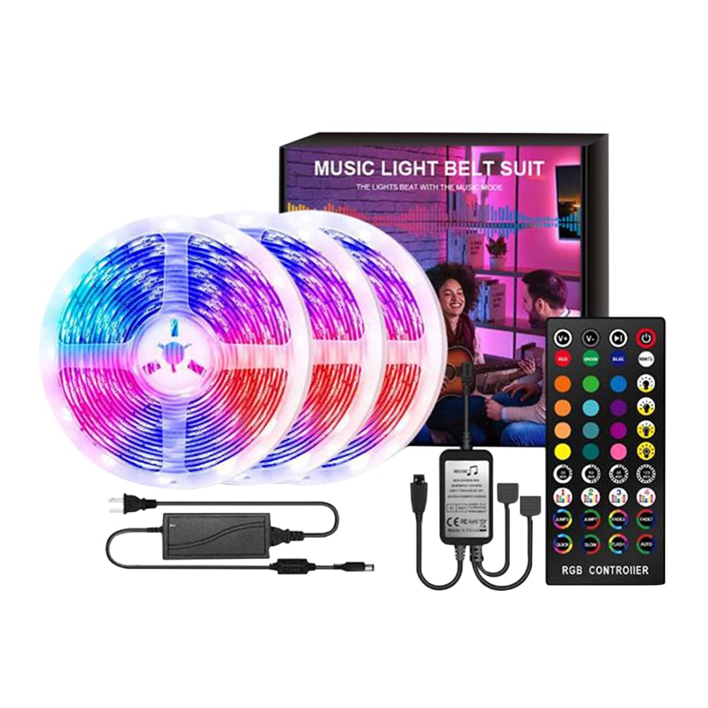Uonlytech 16.4ft RGB LED Strip Lights with Remote - 450 Color Changing Music Sync Lights for Bedroom, Gaming Room & Home Decor (US Plug)
