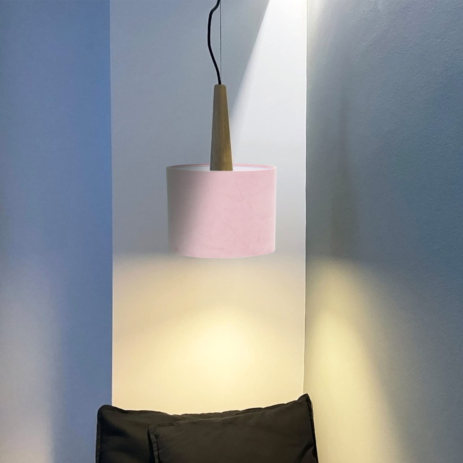 Lurrose Oval Fabric Lampshade - Medium Drum Shade for Table & Wall Lamps - E27 Bulb Compatible - Pink Barrel Cloth Light Cover - Perfect for Living Room, Bedroom & Office Lighting Decor