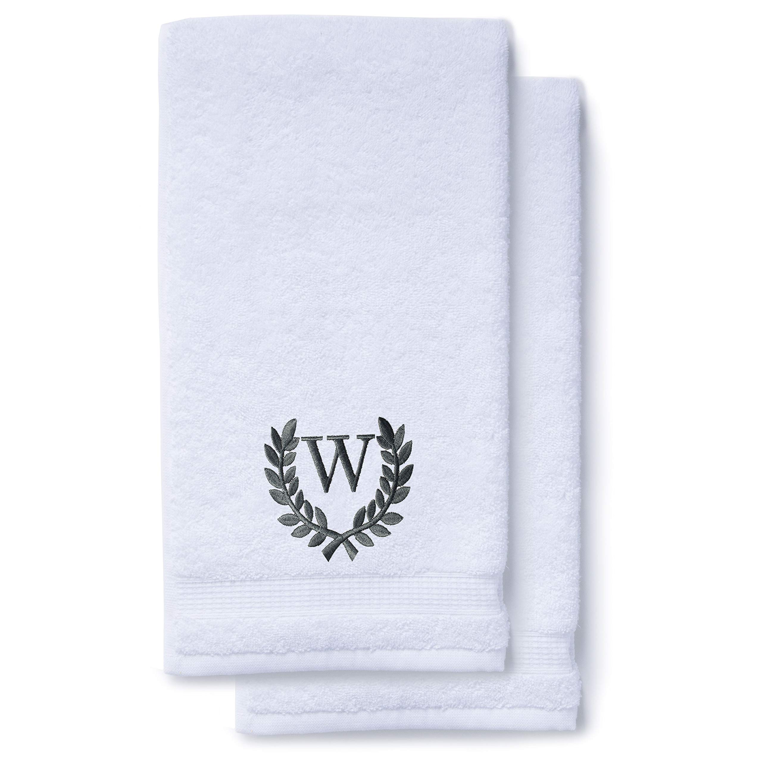Personalized Monogrammed Hand Towels Set of 2 - Luxury Turkish Cotton 16x30 Inch for Bathroom, Kitchen & Spa | Custom Wedding & Bridal Gift with Roman Font | Perfect for Home Decor, Guest Towels & Makeup Removal