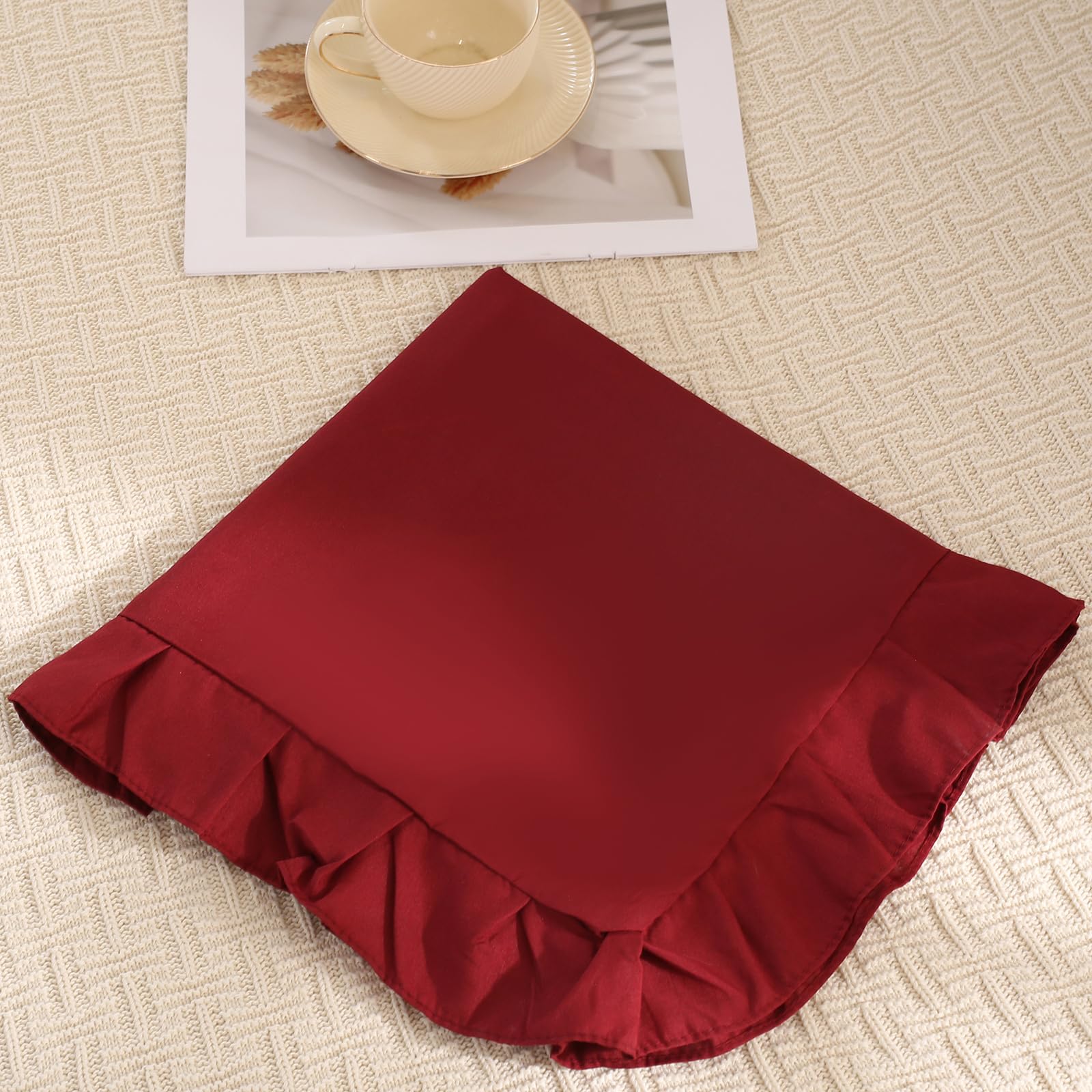Burgundy Body Pillow Cover 20x54 Inches - Long Ruffled Pillowcase with Shabby Chic Fringe Decor - Cute Decorative Pillow Sham for Bedroom, Sofa & Dorm (1 Piece, Burgundy) - Perfect for Home Decor, Cozy Reading Nook & Gift Ideas