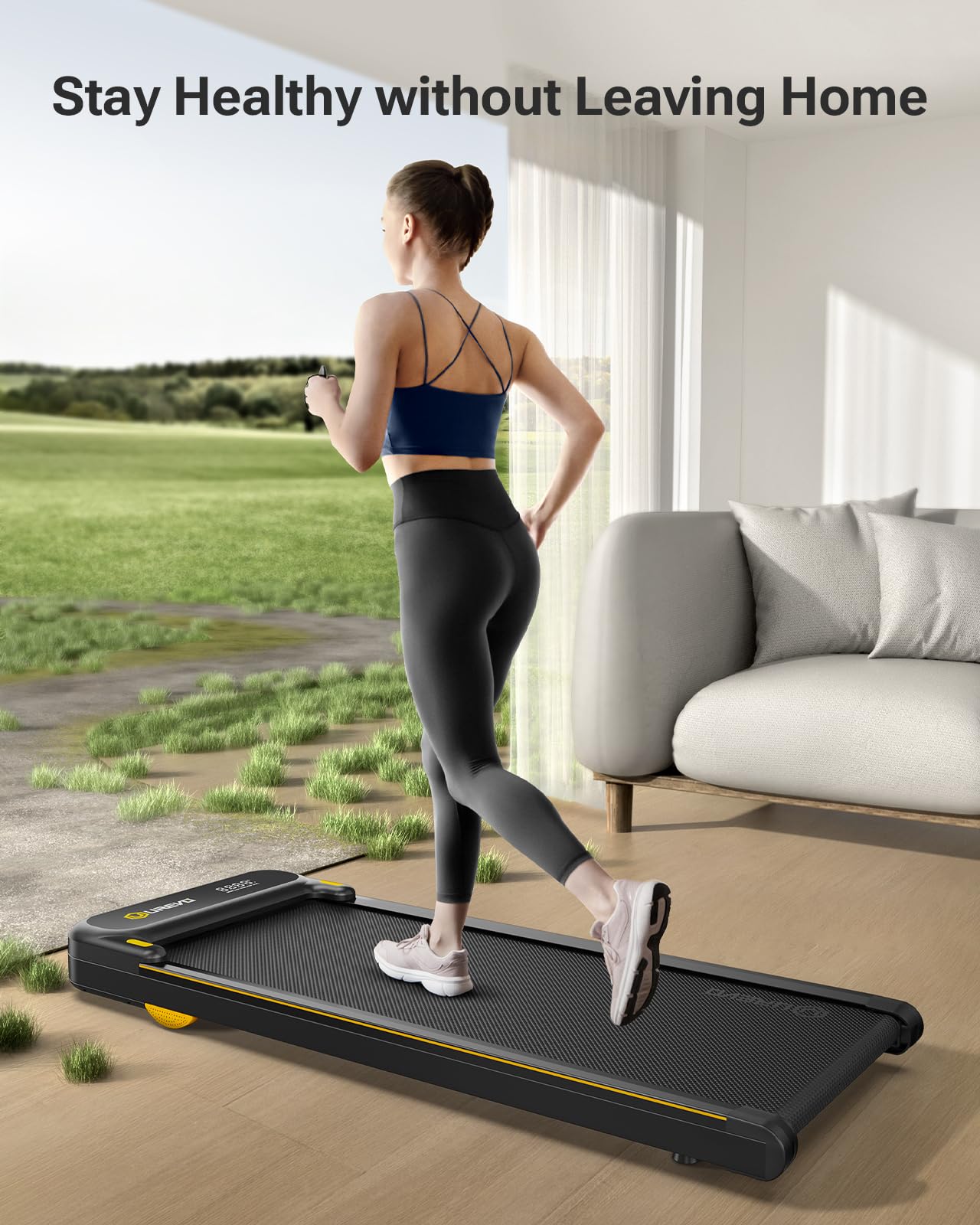UREVO Under Desk Treadmill - Portable Walking Pad for Home & Office with Remote Control, LED Display, Double Shock Absorption (265 lb Capacity) - Perfect for Work from Home, Small Spaces & Apartment Workouts