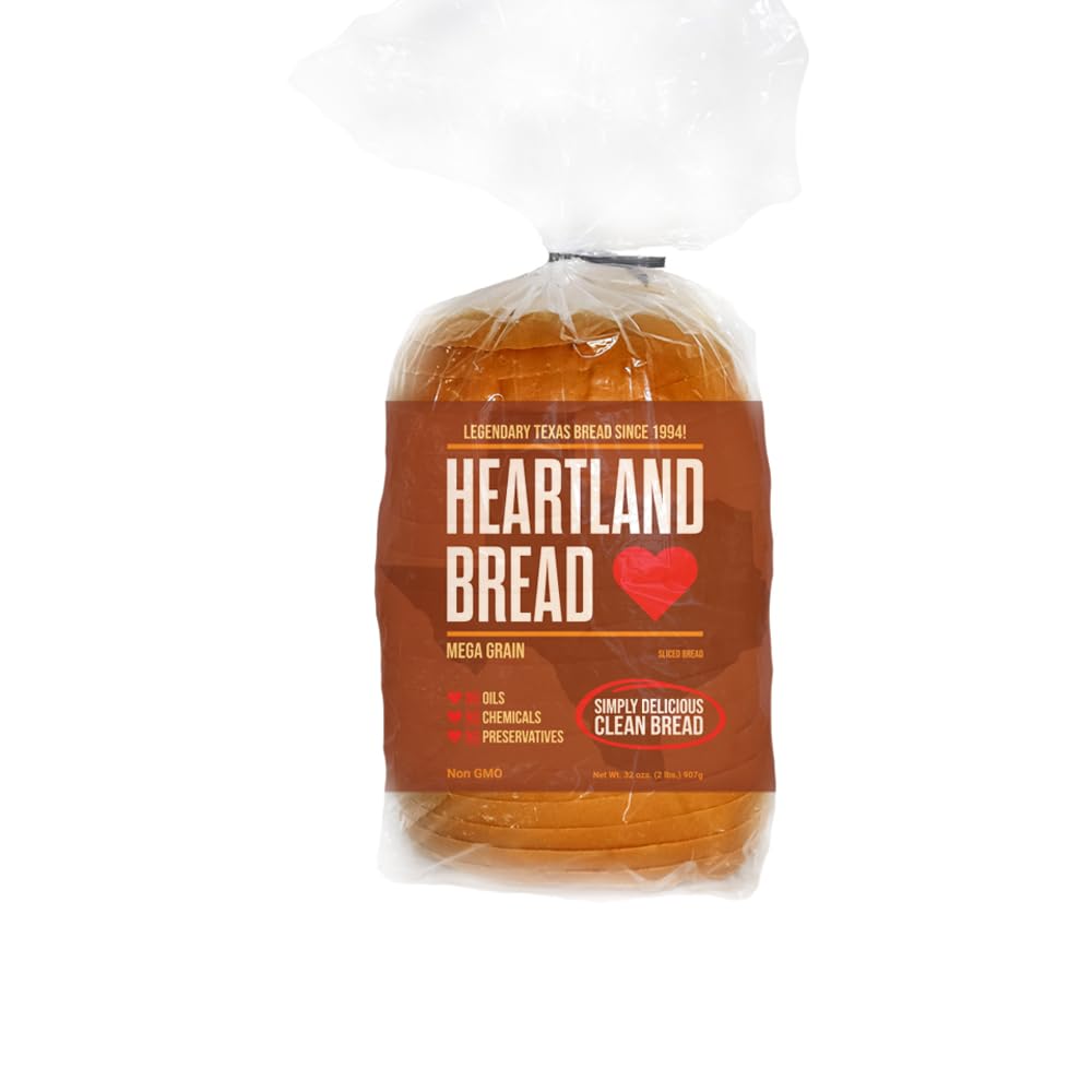 Heartland Bread Organic Mega Grain Sliced Bread - 32 Ounce Loaf | No Fats, Oils, Chemicals or Preservatives | 100% Natural Homemade Taste | Perfect for Sandwiches, Toast & Healthy Breakfasts