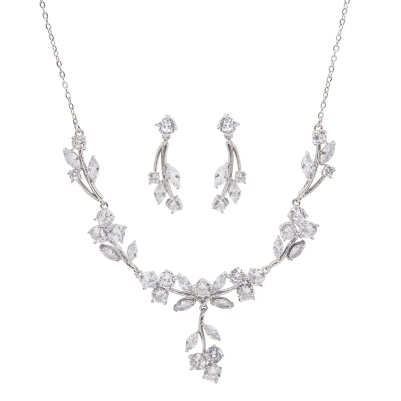 Brides Crystal Necklace and Earring Jewelry Set A9058 - Elegant Wedding Jewelry for Brides, Bridesmaids, and Formal Occasions