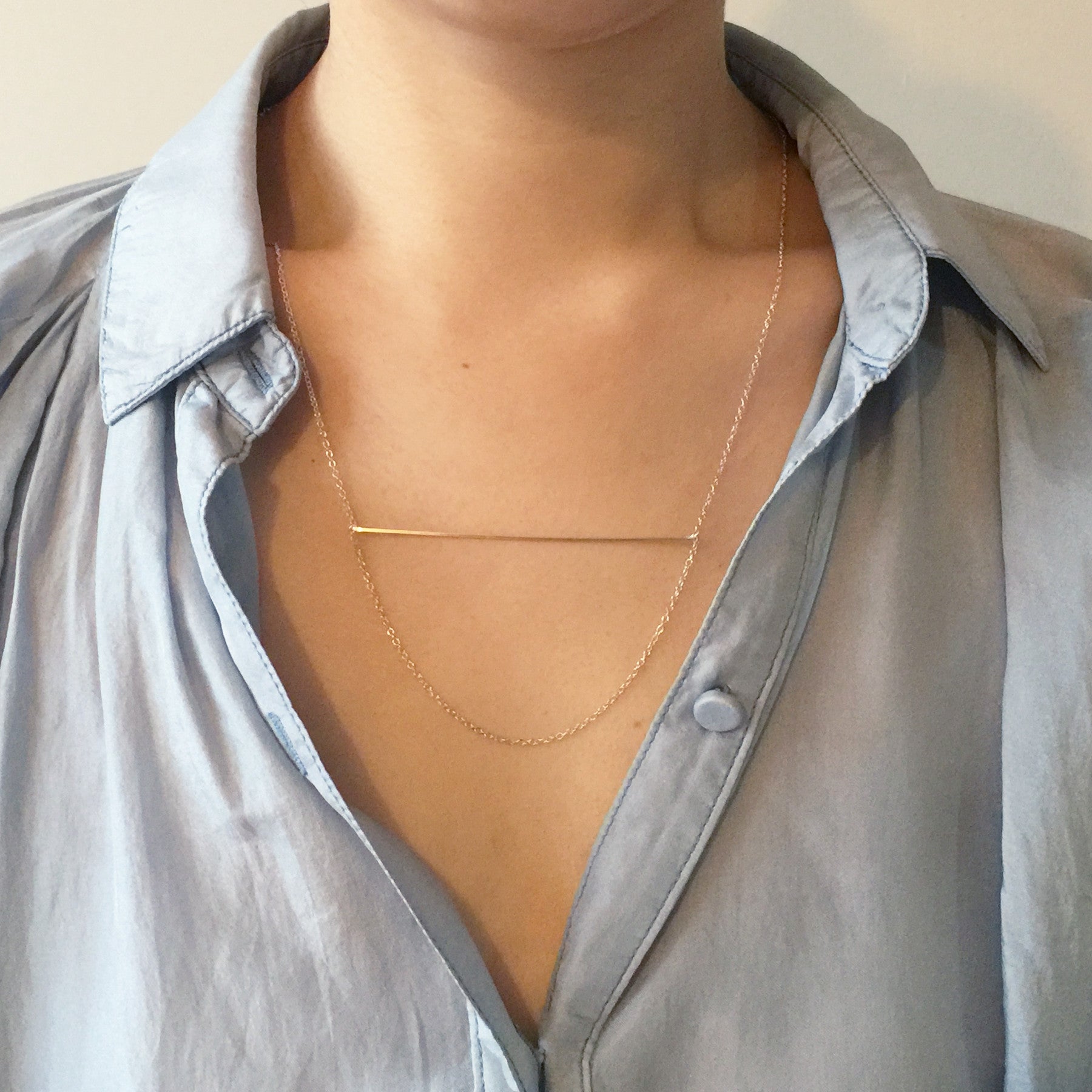 Elegant Bar Drop Chain Necklace for Women - 18K Gold Plated Layering Pendant - Perfect for Everyday Wear, Date Nights & Gift Giving
