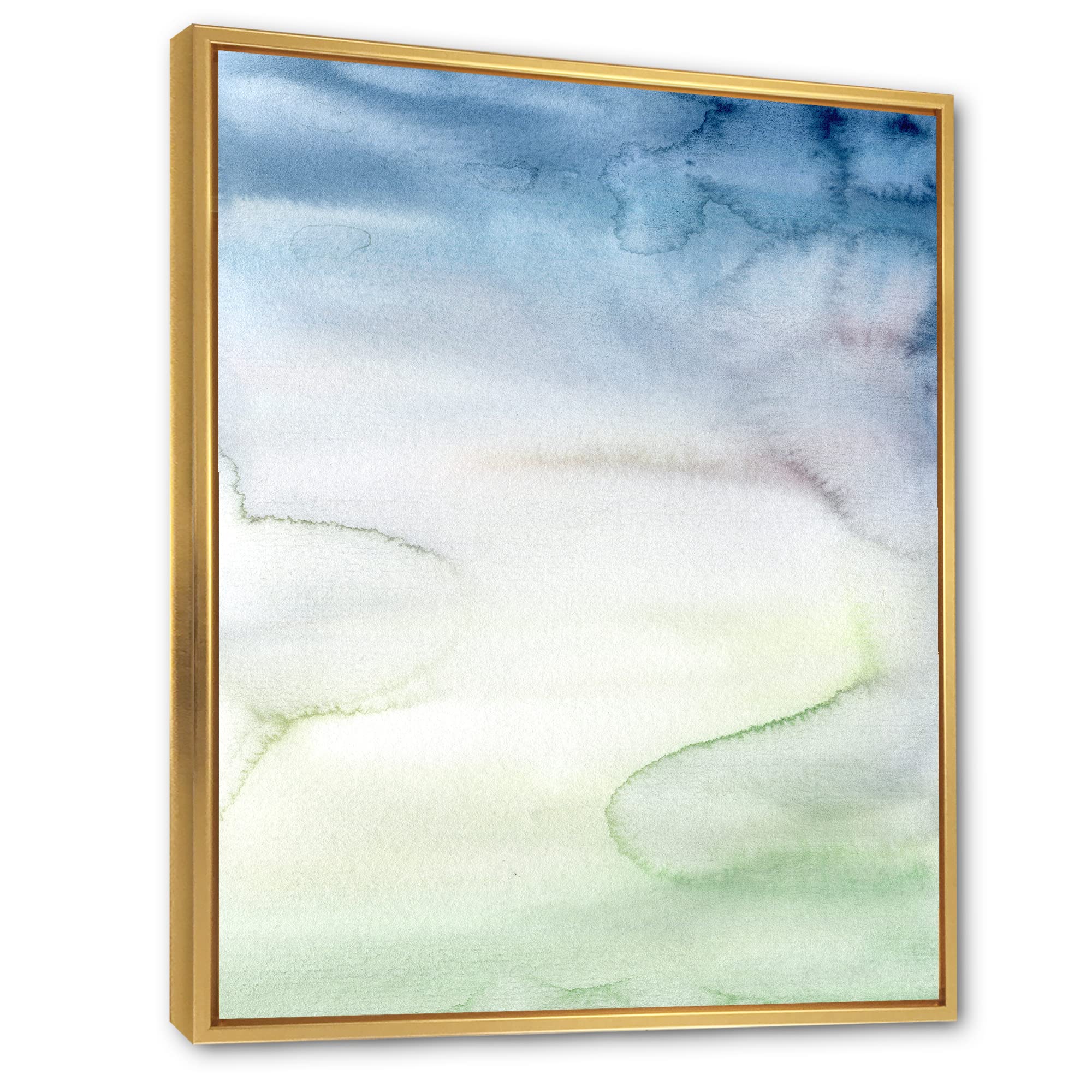 Pastel Abstract Canvas Wall Art with Dark Blue, Green & White Spots - Modern Framed Print for Living Room, Bedroom & Office Decor
