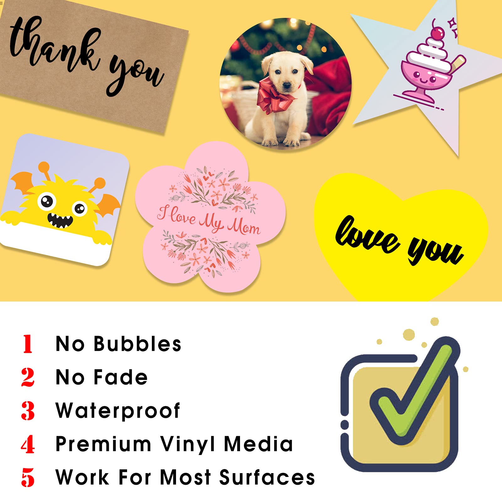 Custom Stickers Personalized Labels for Business Logo, Photo, Name - Waterproof Vinyl Stickers (Die Cut, 4