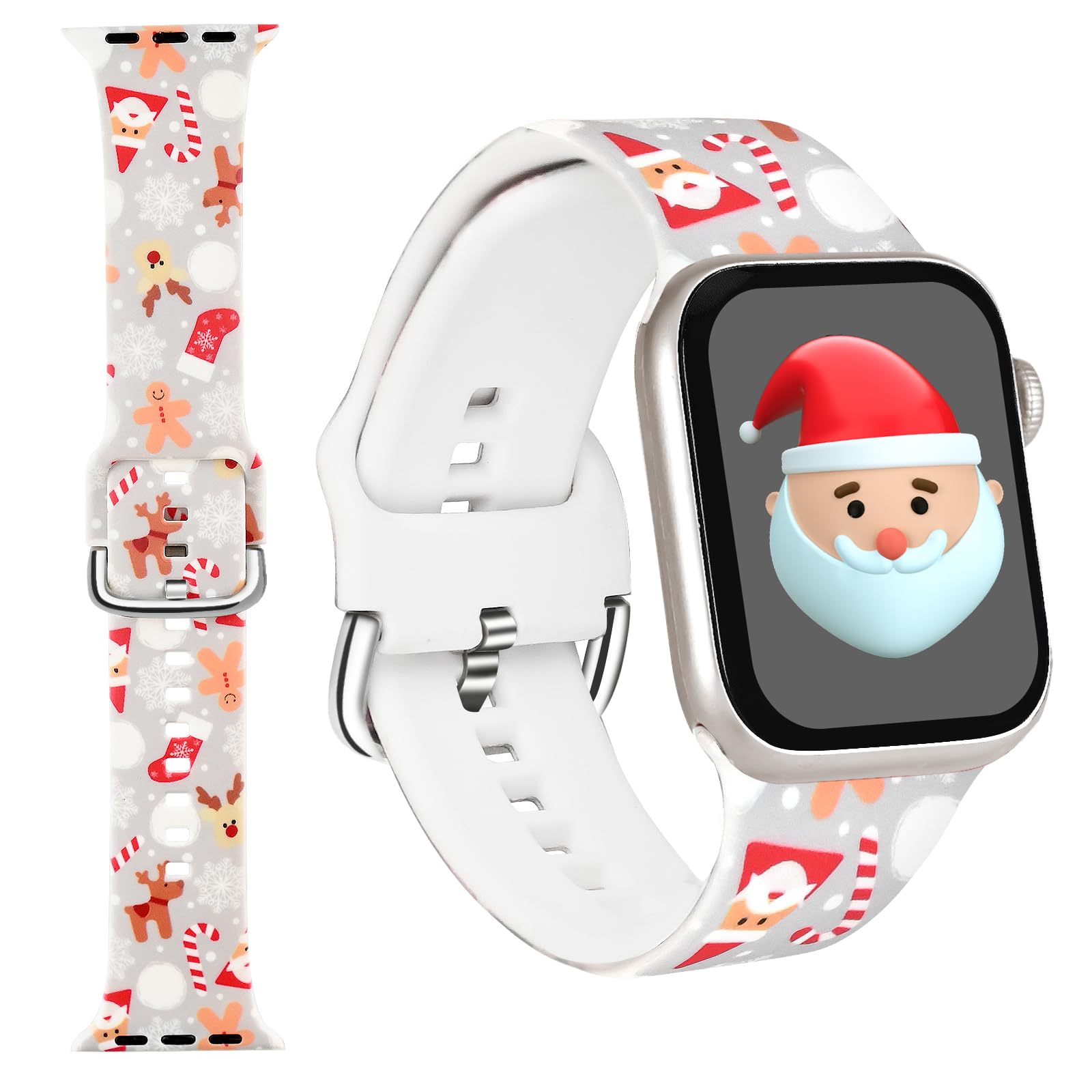 Christmas Apple Watch Band 40mm 41mm 38mm - Soft Silicone Strap Compatible with iWatch Series 9/8/7/6/SE/5/4/3 - Waterproof Sport Bracelet for Women & Men (Gray) - Perfect Holiday Gift for Fitness & Daily Wear