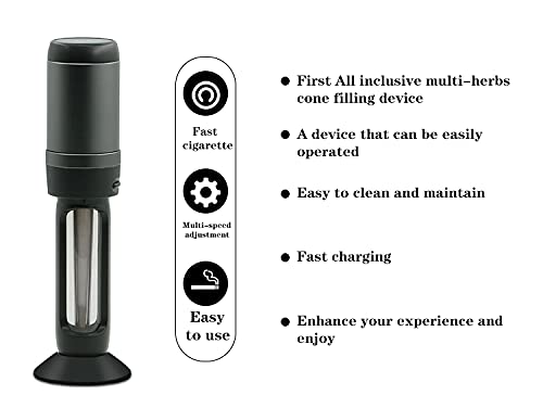 Dudubaby Electric Herb Grinder - Automatic Smoke Grinder & Cigarette Filling Machine - Perfect Gift for Men (Black) | Ideal for Rolling Tobacco, Herbs & Spices at Home or On-the-Go