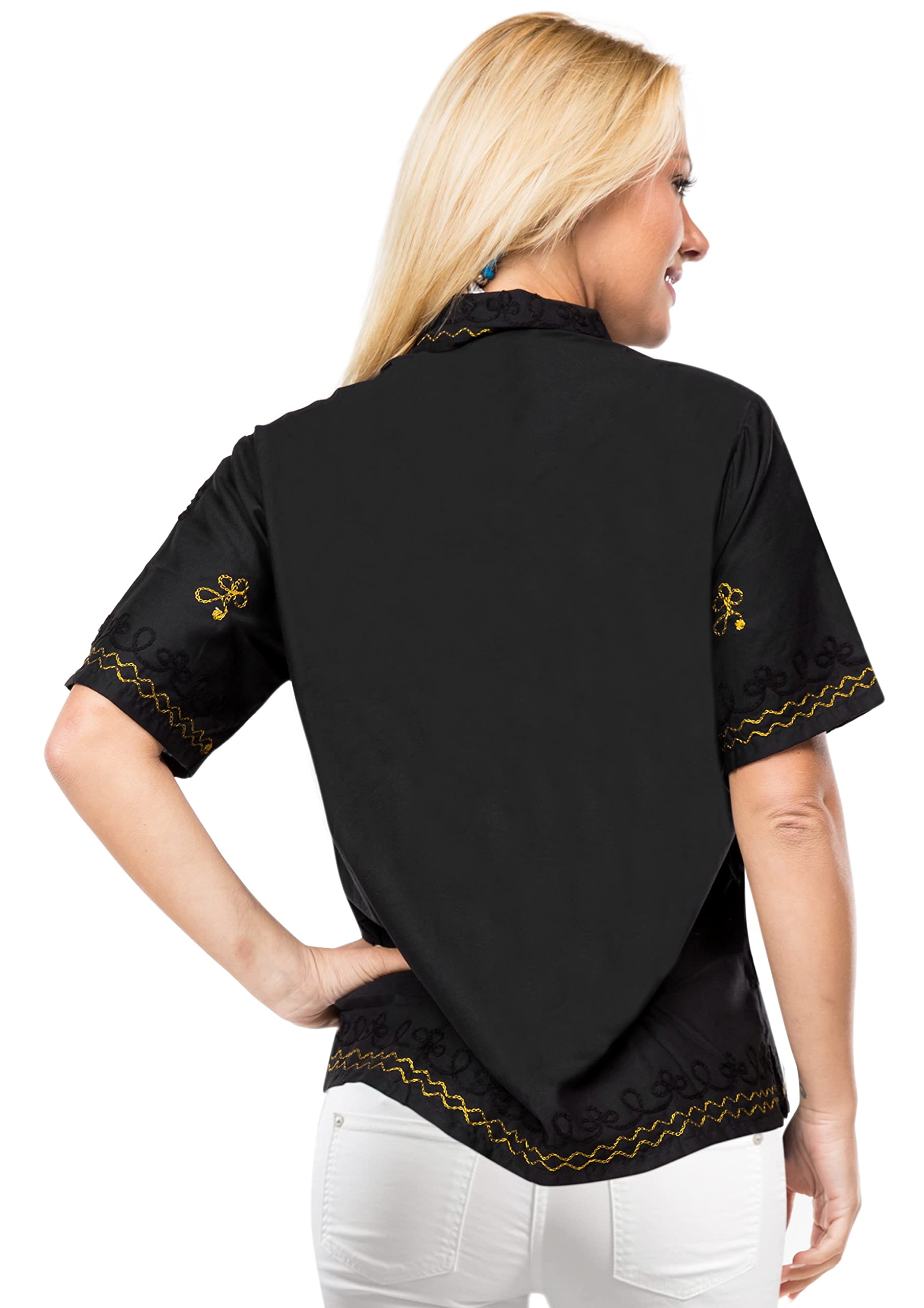 LA LEELA Women's Hawaiian Shirt - Floral Beach Short Sleeve Blouse for Summer Vacation, Pool Party & Tropical Getaway