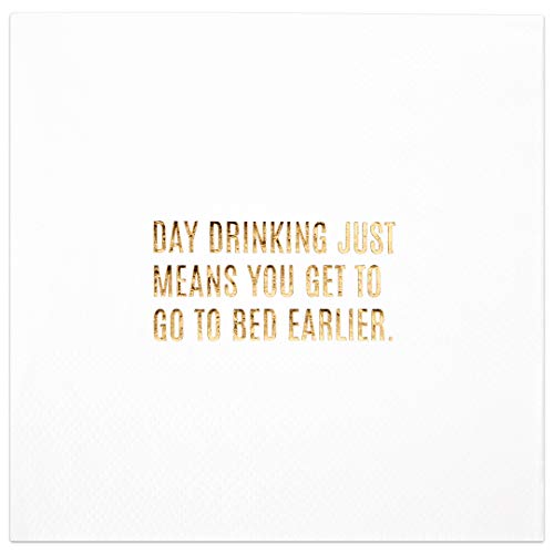 Gold 5x5 Day Drinking Just Means You Get to Go to Bed Earlier Napkins 100-Pack