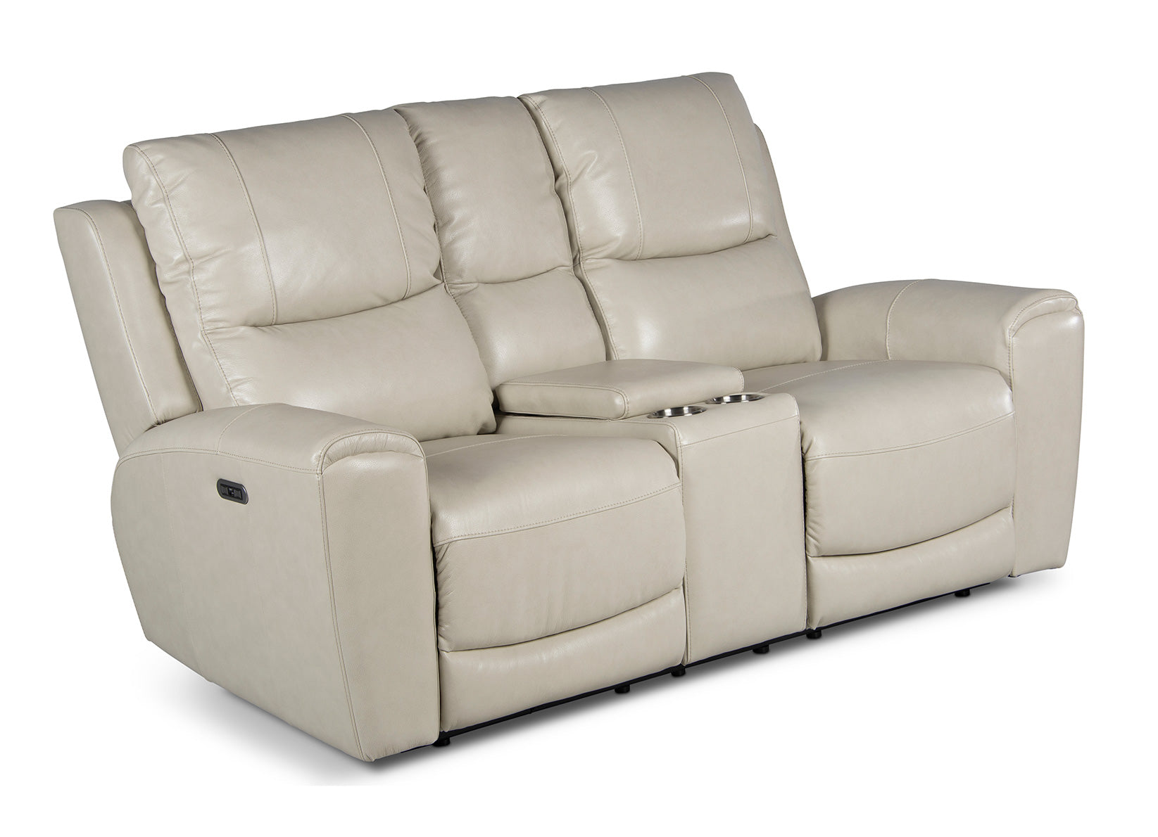 Laura Ivory Leather Power Reclining Loveseat Sofa - Modern Comfort for Living Room, Home Theater & Relaxation