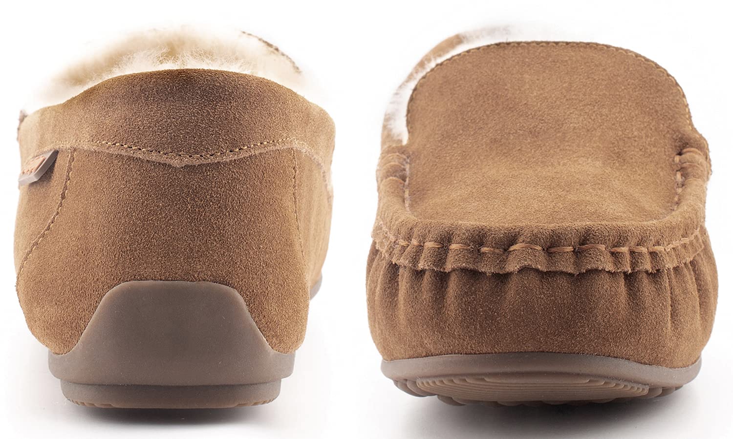 Parfeying Women's Sheepskin Moccasin Slippers - Soft Cow Suede Memory Foam Loafers for Indoor/Outdoor Wear - Cozy House Shoes for Driving, Lounging & Winter Comfort