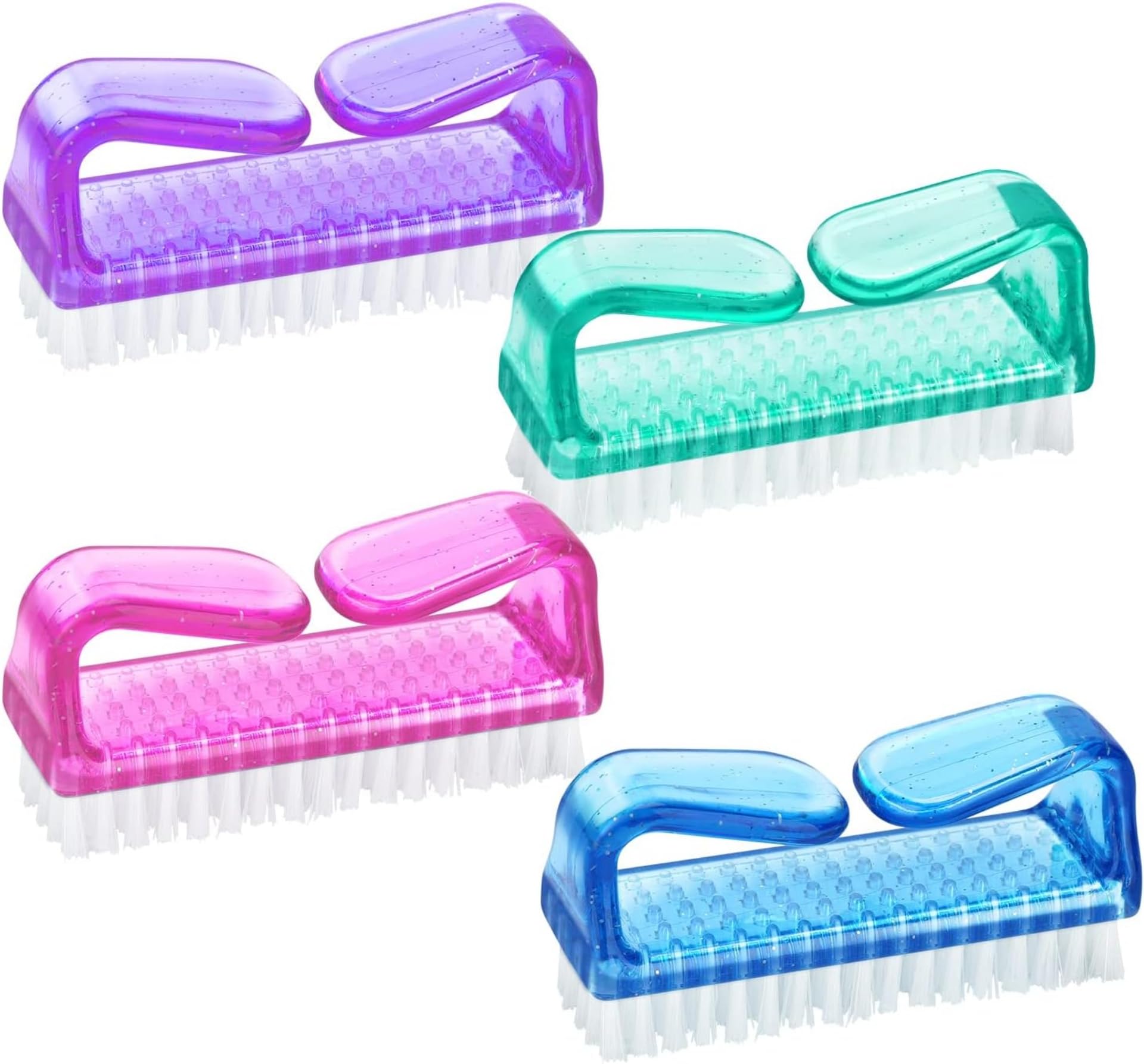 4Pcs Nail Cleaning Brush Set - Durable Handle Grip Scrub Brush for Toes & Fingernails, Pedicure & Manicure Tools for Men & Women (Assorted Colors) - Perfect for Home Spa, Salon & Travel Nail Care