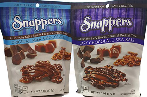 Variety Pack of Snappers Crafted Snacks - Flavored Pretzels in Milk Chocolate & Dark Chocolate Sea Salt (6 oz) | Perfect for Office Snacks, Party Treats & Gift Baskets