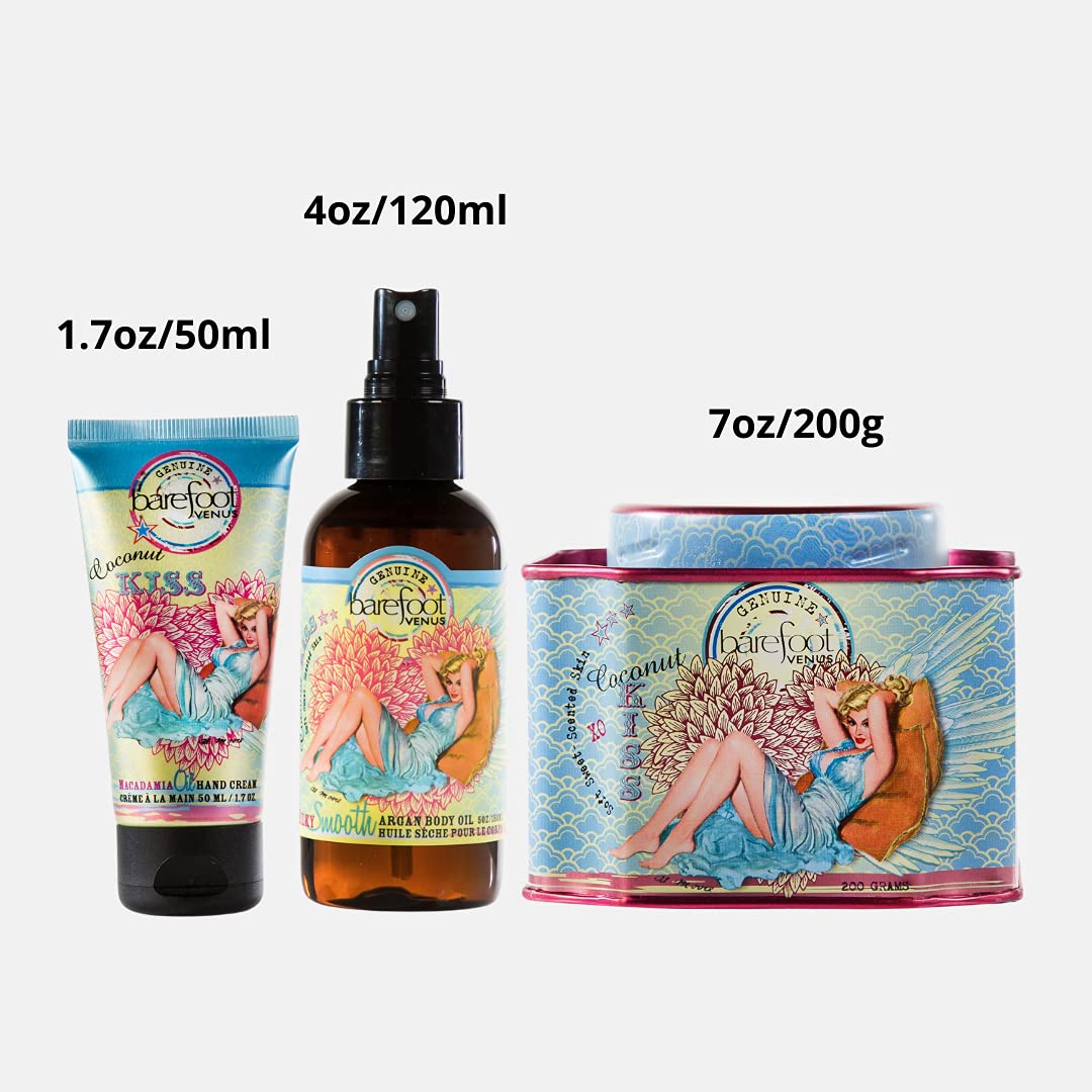 Organic Bath Soak, Hand Cream & Argan Oil Body Care Gift Set - Coconut Kiss Scent | Moisturizing Spa Treatment for Dry Skin | Perfect for Relaxation, Self-Care & Gift Giving