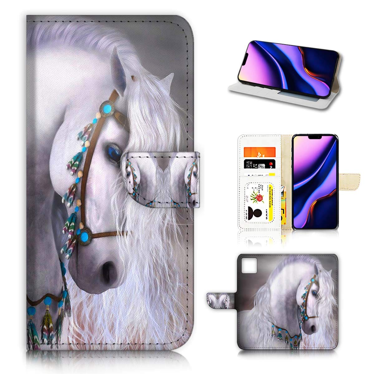 Premium Flip Wallet Phone Case for iPhone 11 - A20470 White Horse Princess Design | Slim Protective Cover with Card Slots for Daily Use & Travel
