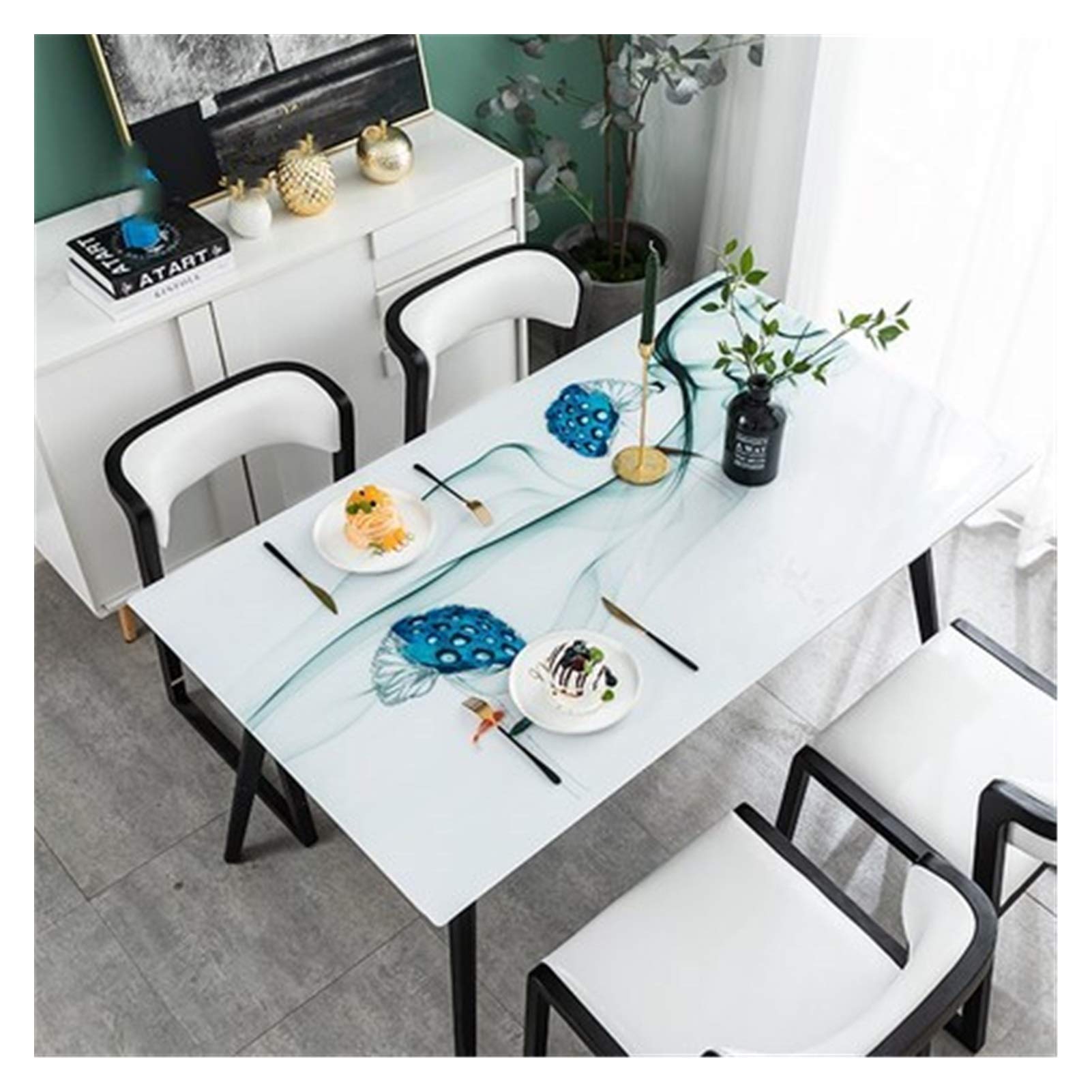 Premium PVC Tablecloth - 1.5mm Thick Non-Transparent Waterproof Table Cover | Soft Crystal Glass-Like Surface | 80x135cm Yellow Placemat for Dining Table, Party, Wedding & Home Decor
