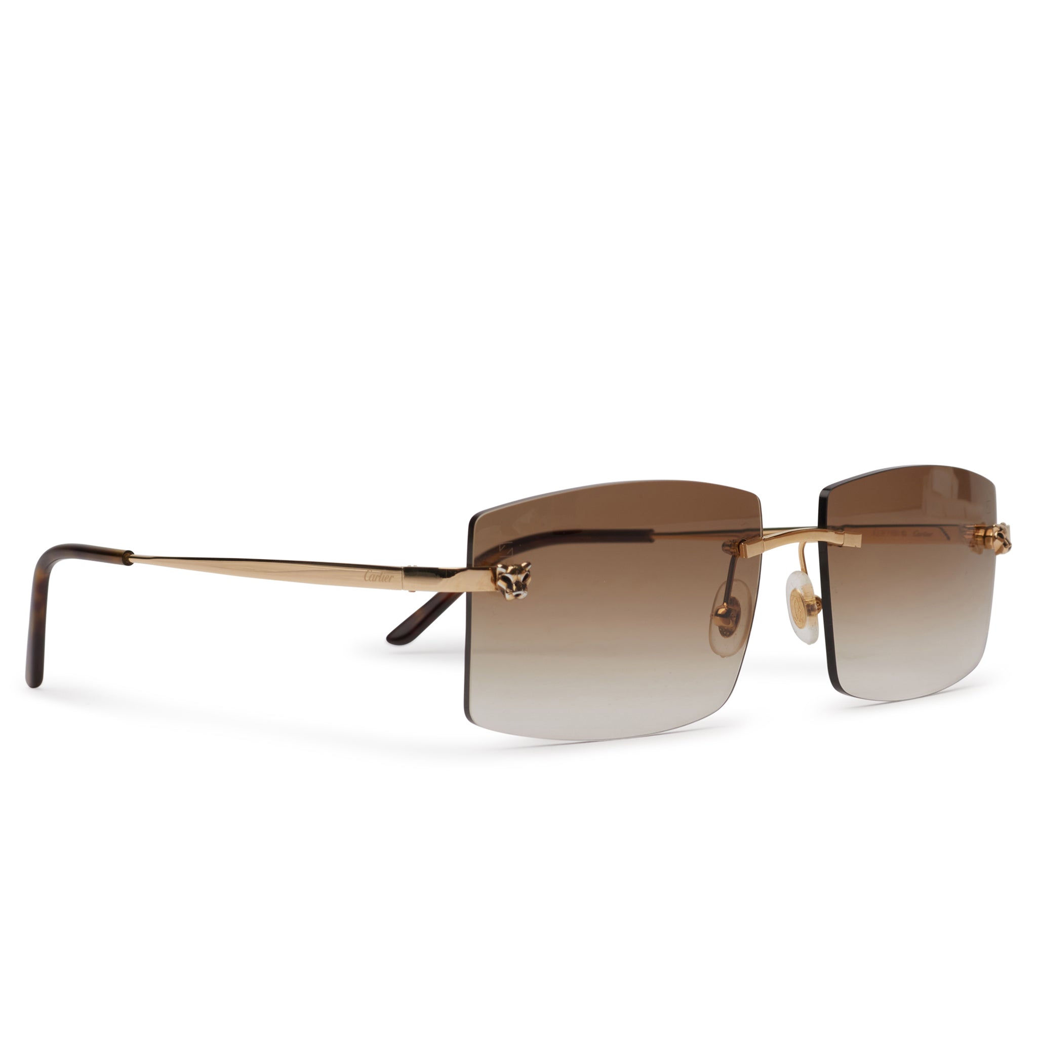 Cartier CT0148O 001 Panthere De Cartier Rimless Sunglasses - Luxury Designer Eyewear for Women & Men | UV Protection, Lightweight Frame | Perfect for Fashion, Travel & Outdoor Activities