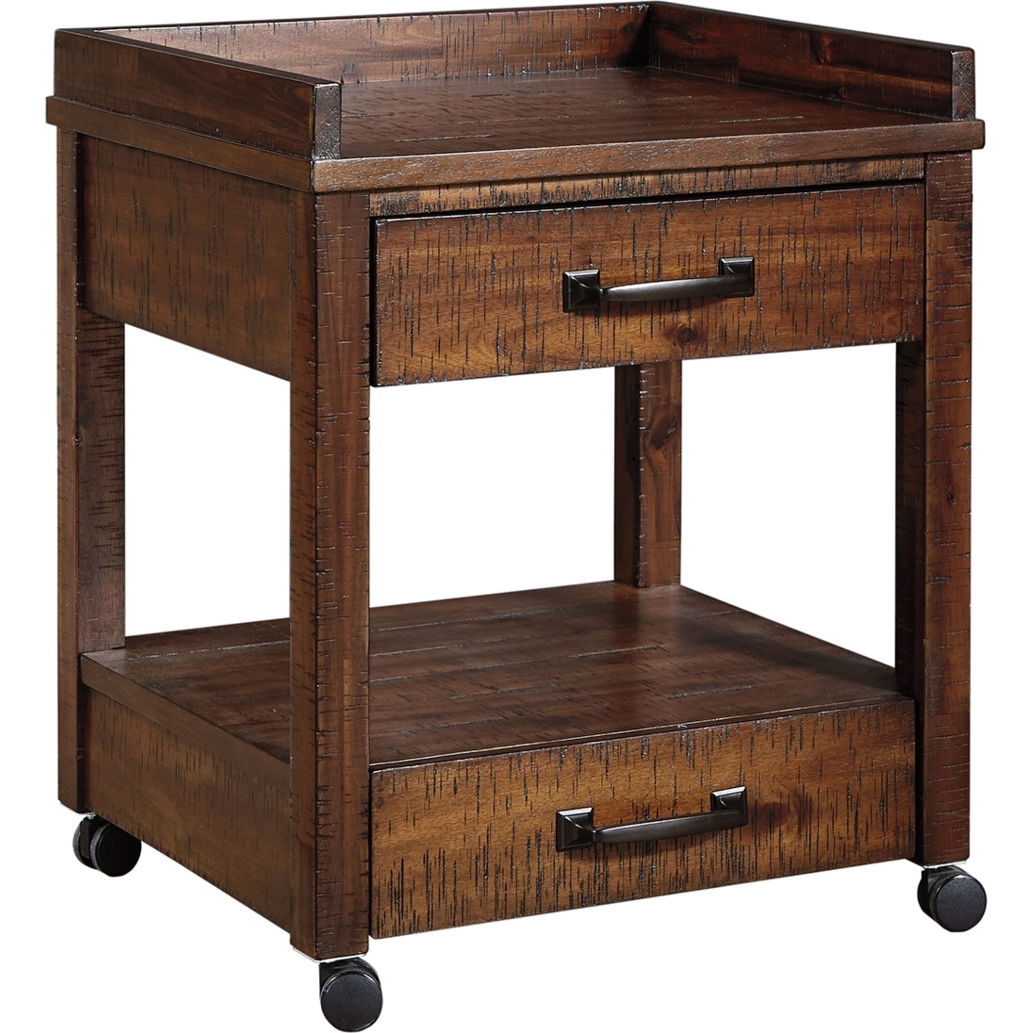 Baldridge Printer Stand - Rustic Brown Wooden Desk Organizer for Home & Office | Compact Printer Riser with Storage Shelf for Laser & Inkjet Printers