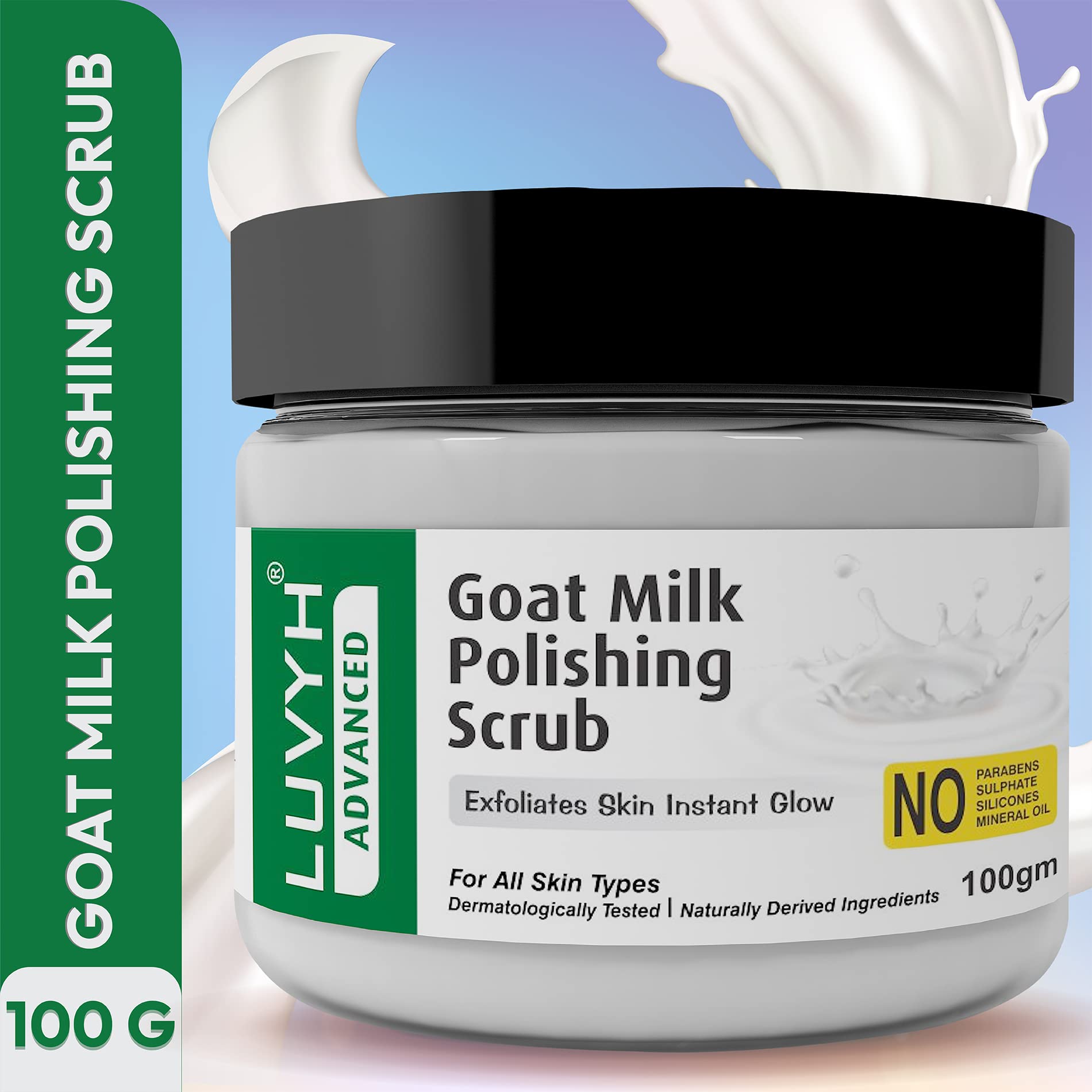 Luvyh Goat Milk Face Scrub - Exfoliating & Brightening Facial Treatment for All Skin Types | Tan Removal, Whitening & Rejuvenating | 100g | Perfect for Daily Skincare Routine & Spa Days