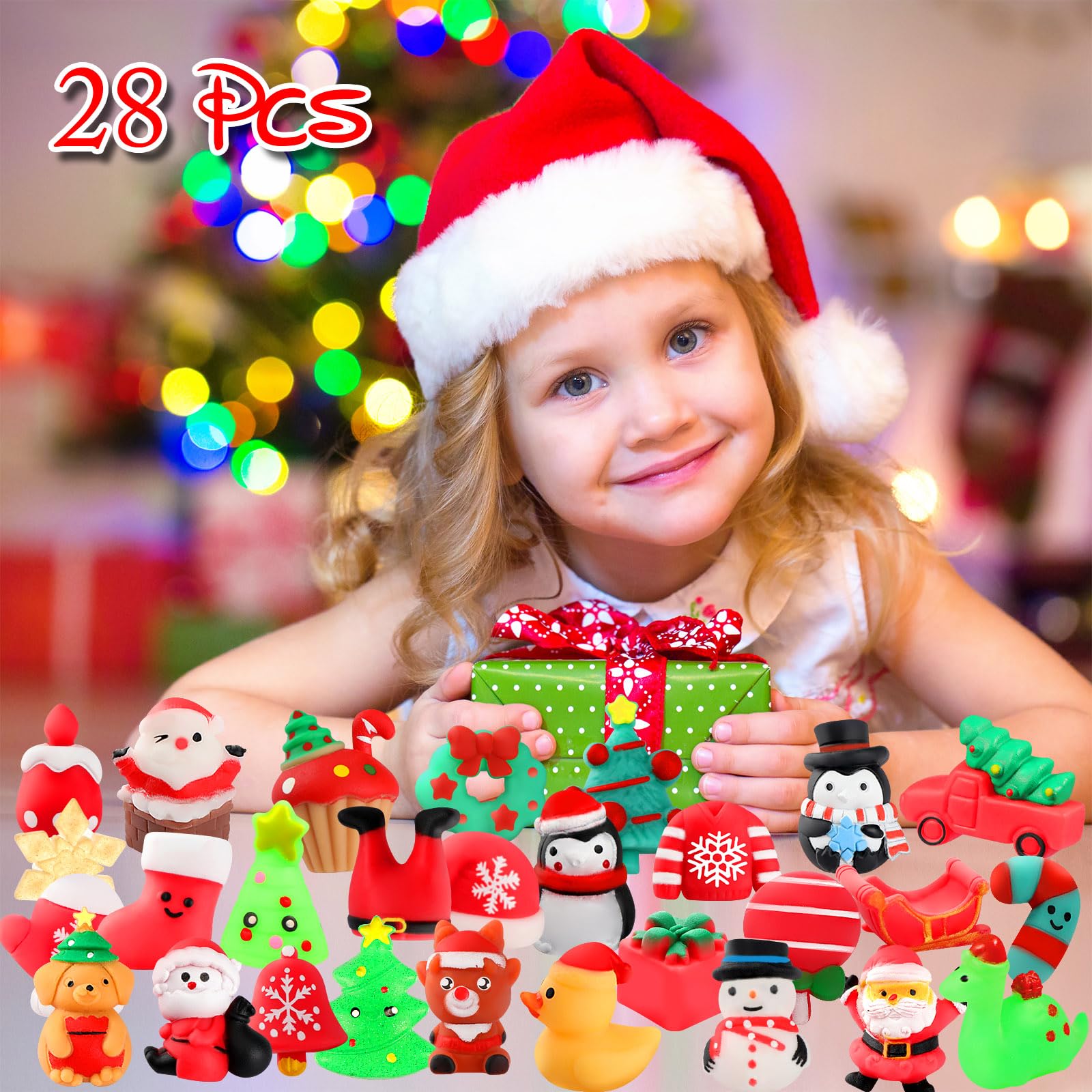28 Pack Kawaii Cat Squishy Toys - Stress Relief Gifts for Kids Birthday & Party Favors