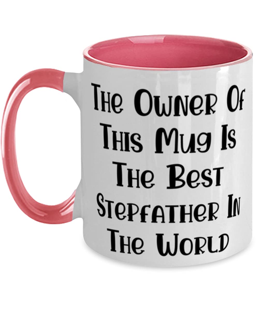 Best Stepfather in the World 11oz Two-Tone Coffee Mug - Perfect Gift from Son or Daughter - Heartwarming Present for Dad - Ideal for Father's Day, Birthday & Daily Coffee Moments