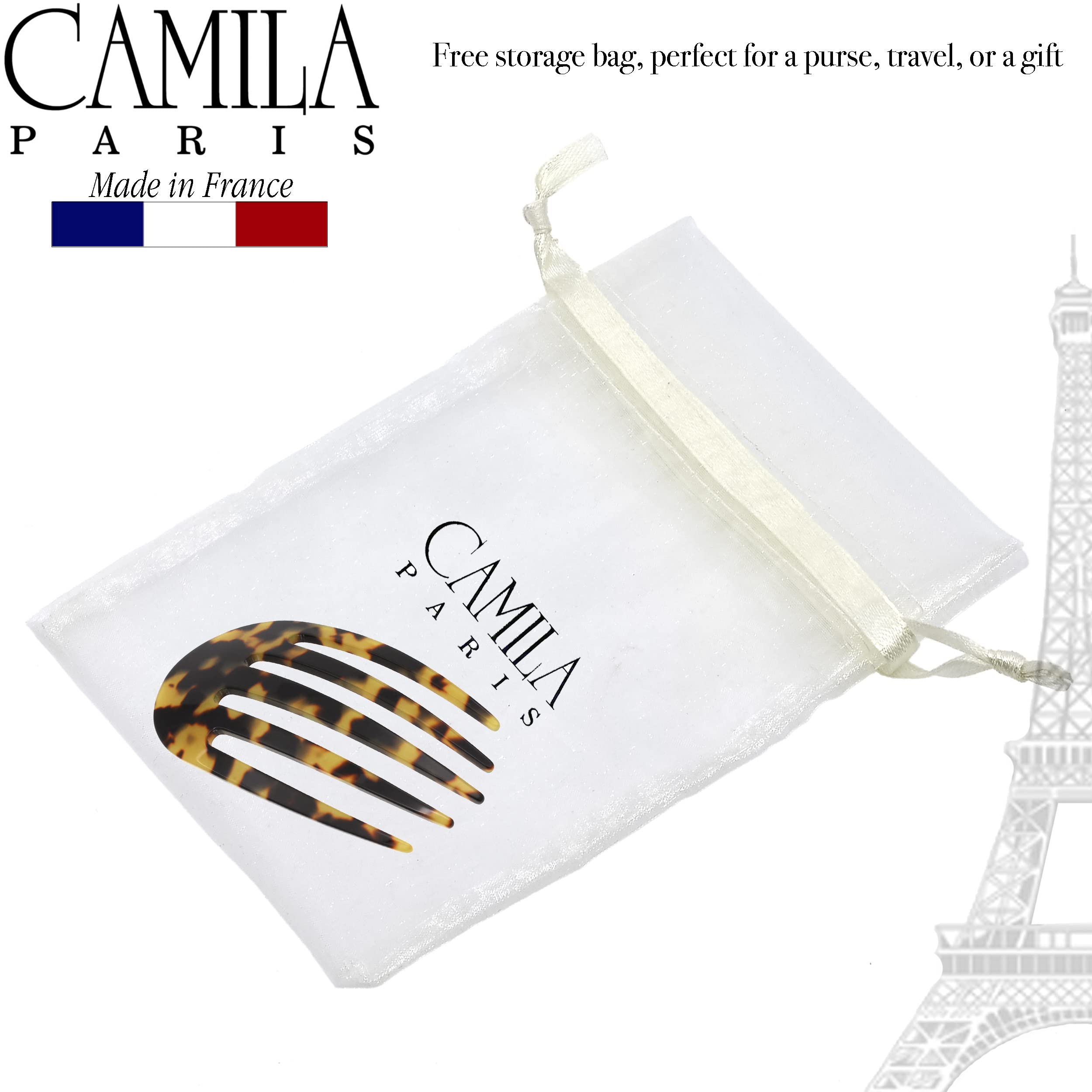 Camila Paris CP3395 French Hair Side Comb - Small Rounded Handmade Hair Clip for Women | Strong Hold No-Slip Hair Accessories for Bun, Chignon & French Twist | Perfect for Weddings, Parties & Everyday Styling | Made in France