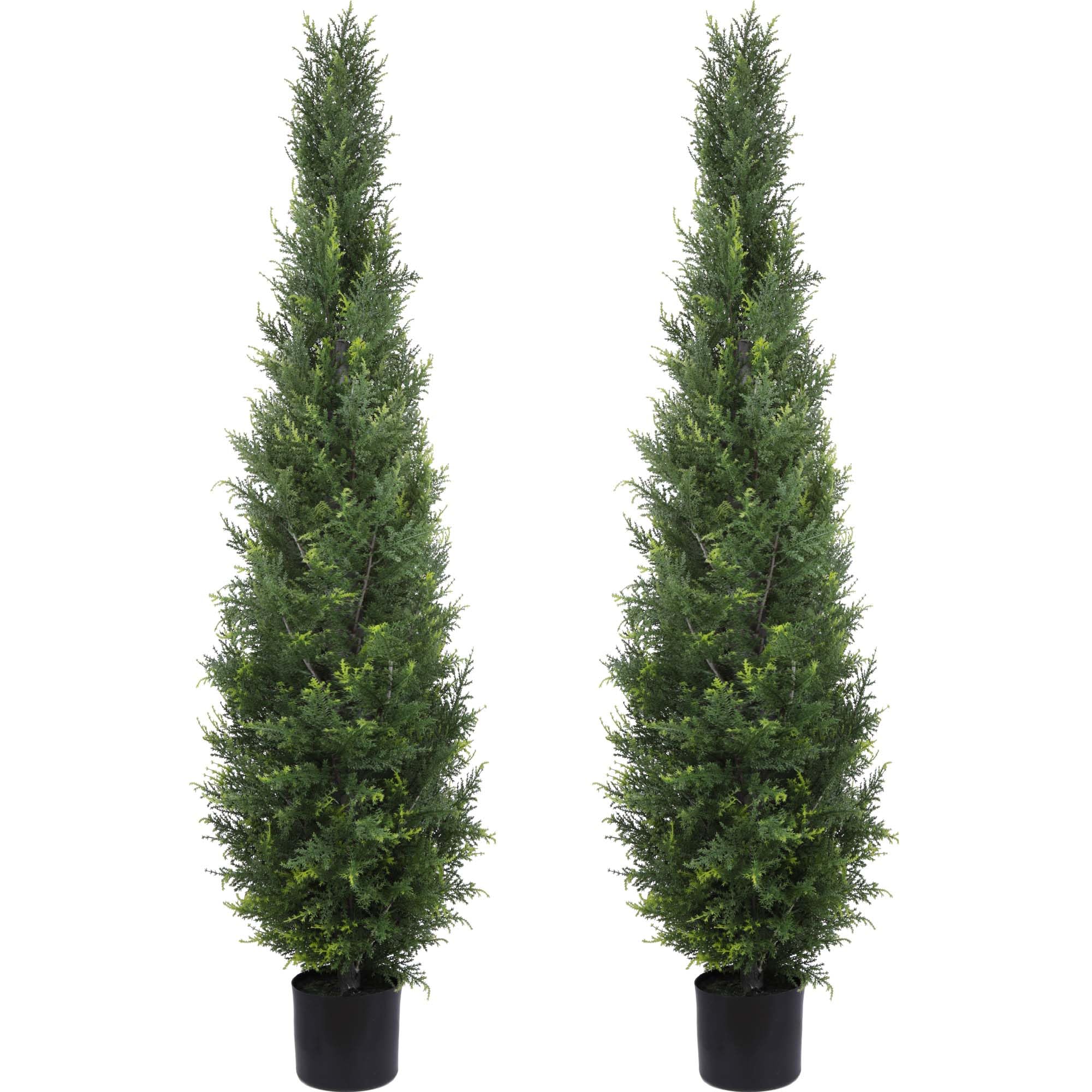 5FT Artificial Cedar Topiary Trees - Set of 2 Potted Fake Cypress Trees, Faux Evergreen Plants for Home, Porch, Garden Decor | Indoor & Outdoor Decoration, Wedding & Party Centerpieces