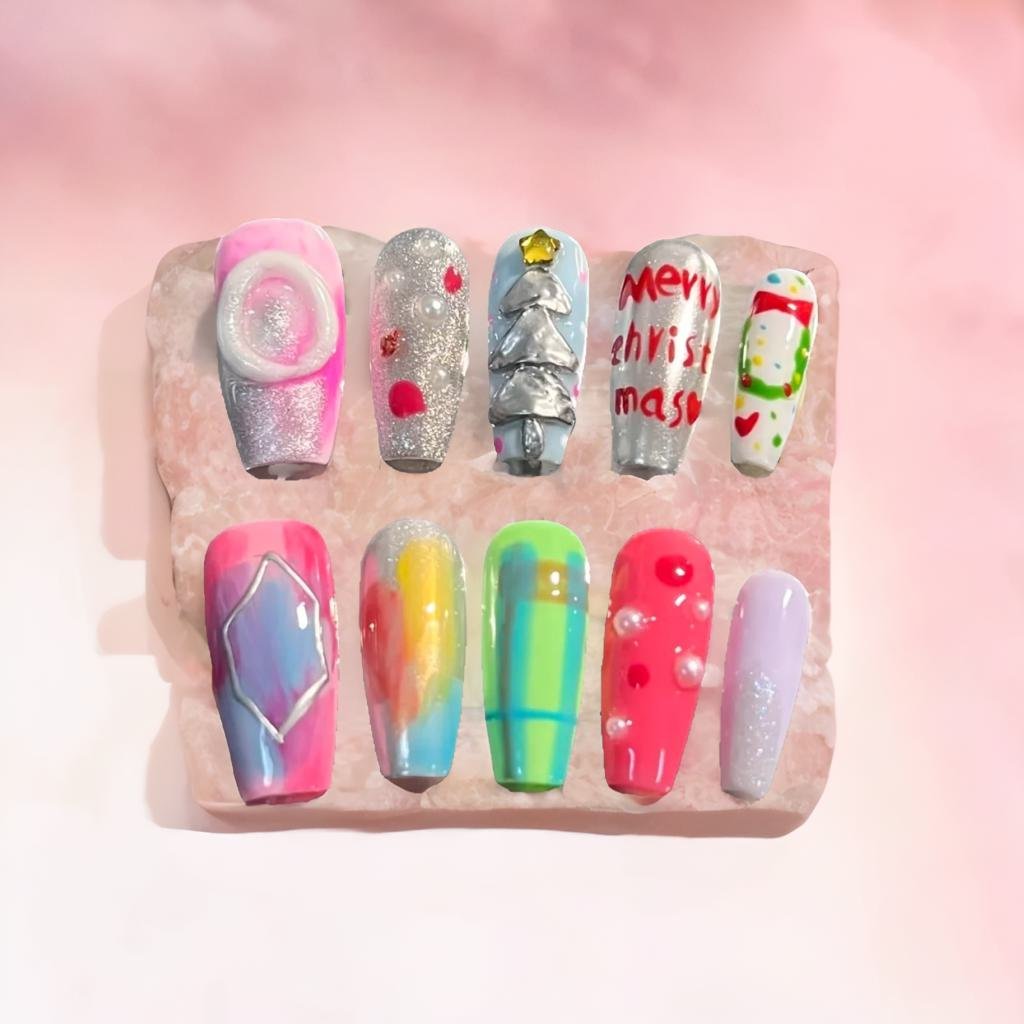 Hand Painted Press on Nails - Natural Floral Designs for Everyday Wear | Perfect for Weddings, Parties & Special Occasions