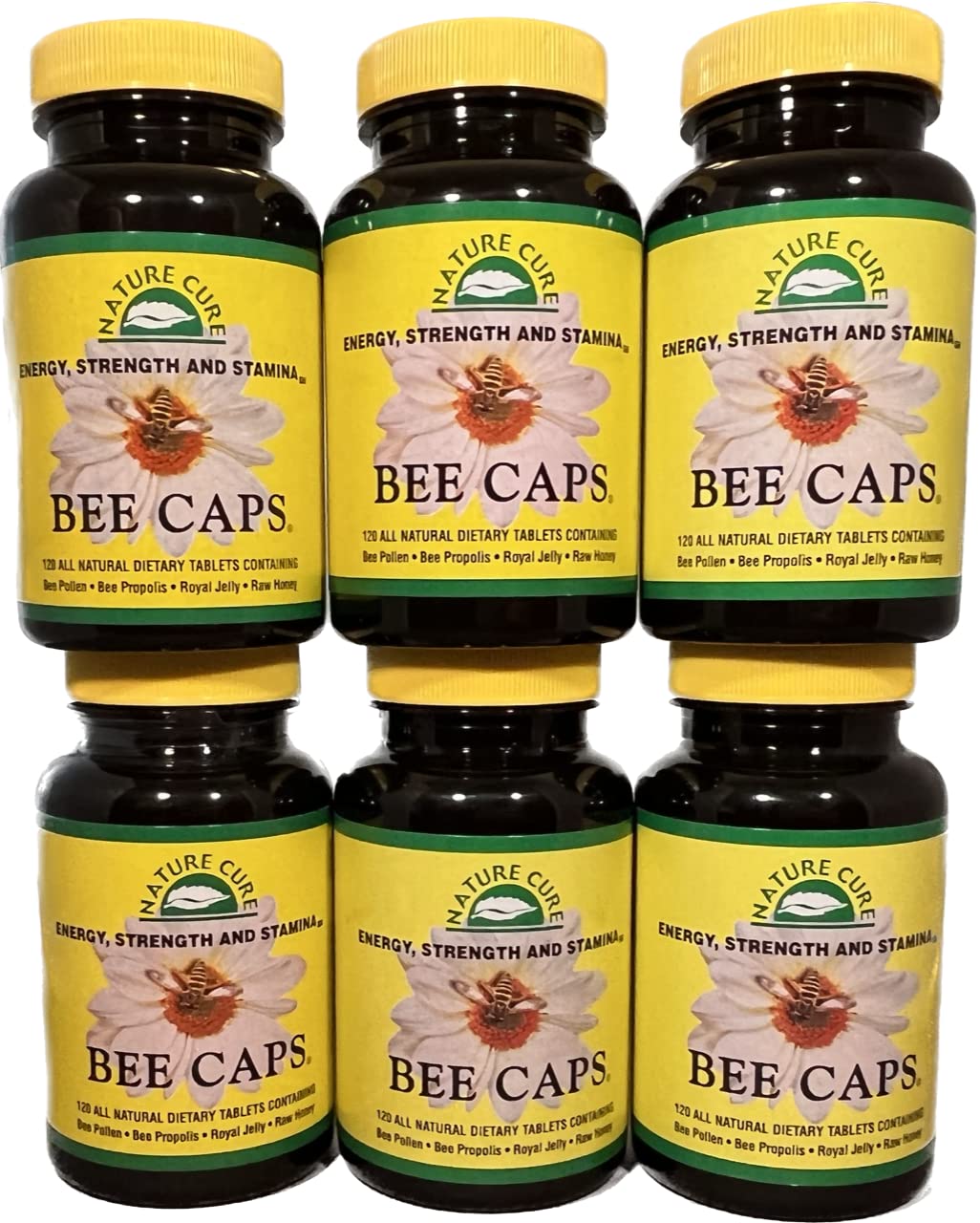 Original Bee Caps in Brown Bottles - 6 Pack (120 Count Each) | Premium Bee Propolis Supplement for Immune Support & Wellness - Perfect for Daily Health Routine & Travel