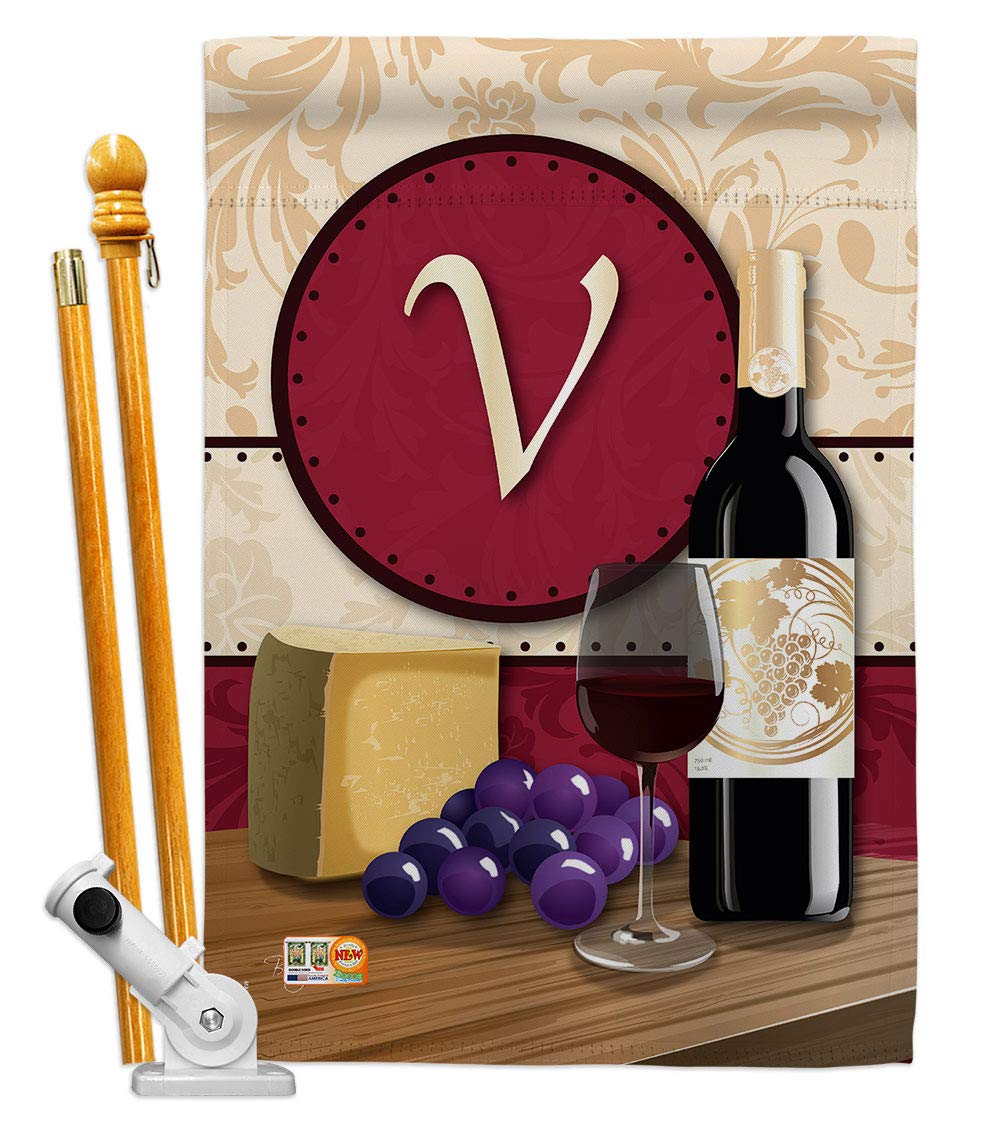V Initial Happy Hour Wine House Flag Set 28x40