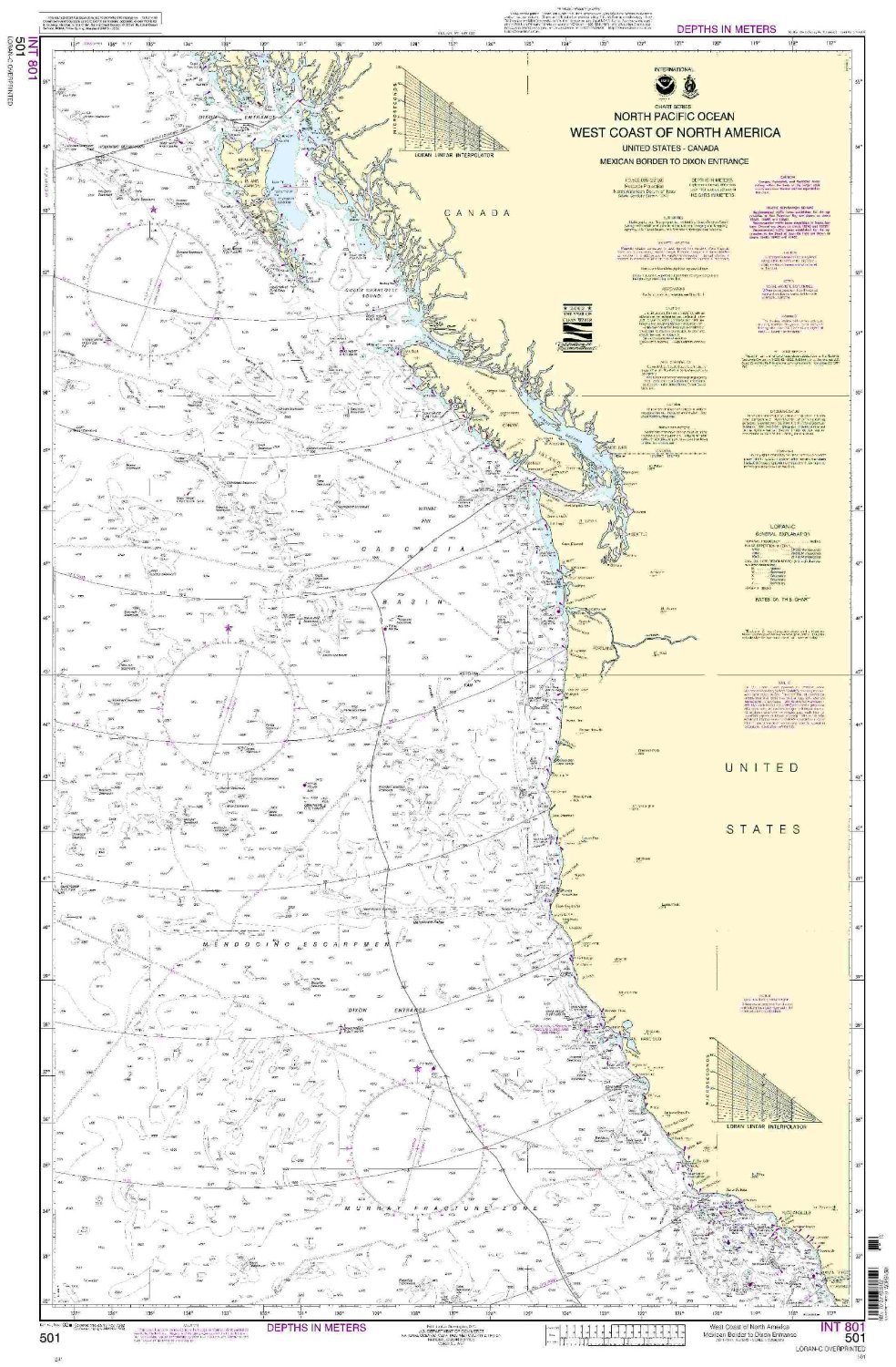 501 - North America West Coast Map: Mexican Border to Dixon Entrance | Perfect for Travel Planning & Geography Studies
