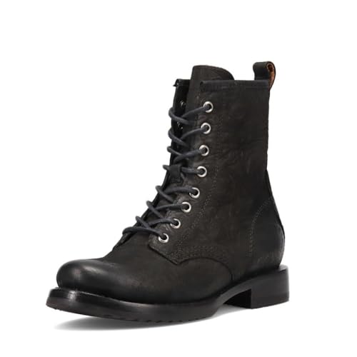 Black Floral - Nubuck Leather With Floral Emboss