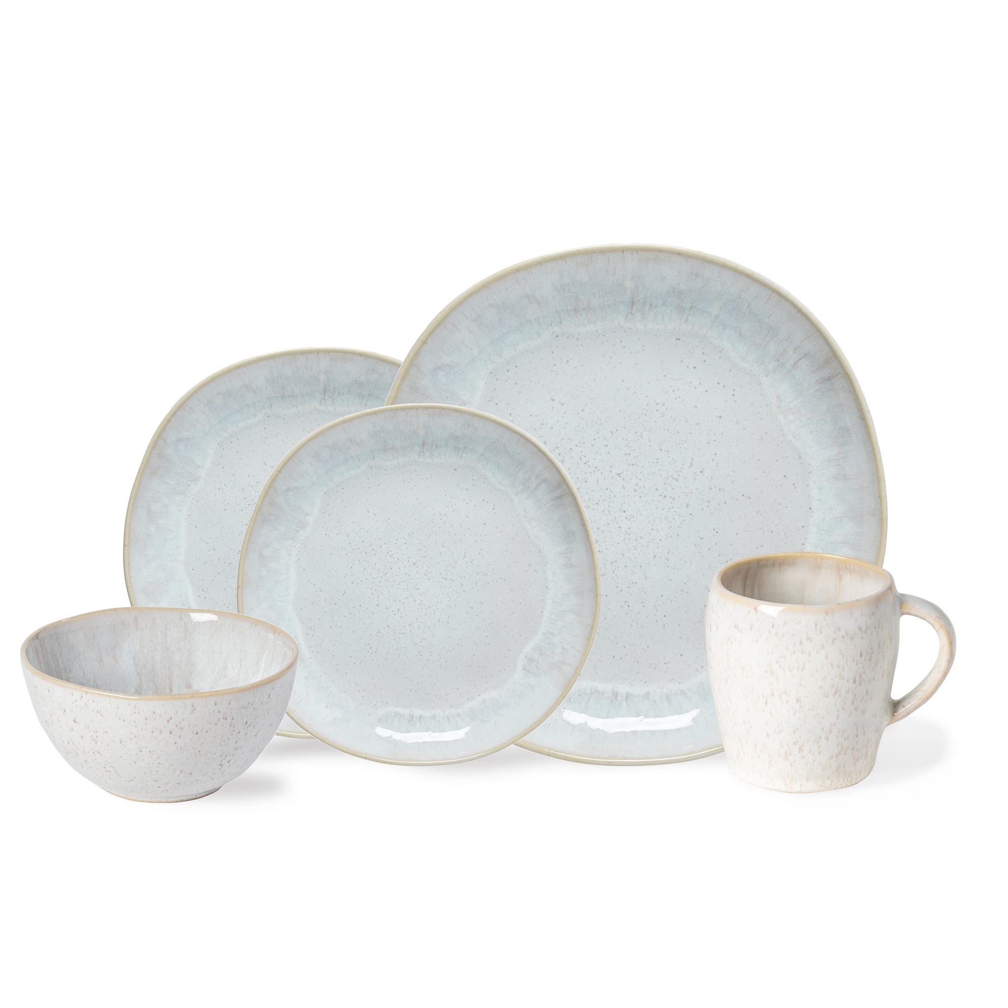 Casafina Eivissa Collection 5-Piece Ceramic Dinnerware Set - Sand Beige Stoneware Place Setting | Microwave & Dishwasher Safe | Food Safe Glazed Tableware | Perfect for Restaurants, Dinner Parties & Everyday Family Meals