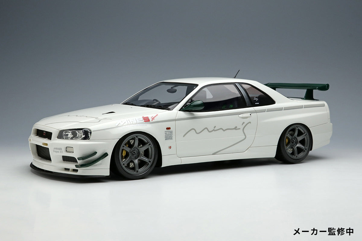 1:18 Nissan Skyline GT-R (BNR34) Mine's V Spec N1 2021 Model - RAYS Wheels - Collectible Diecast Car for Display & Racing Enthusiasts - Perfect for Home Decor, Office Display & Car Model Collections