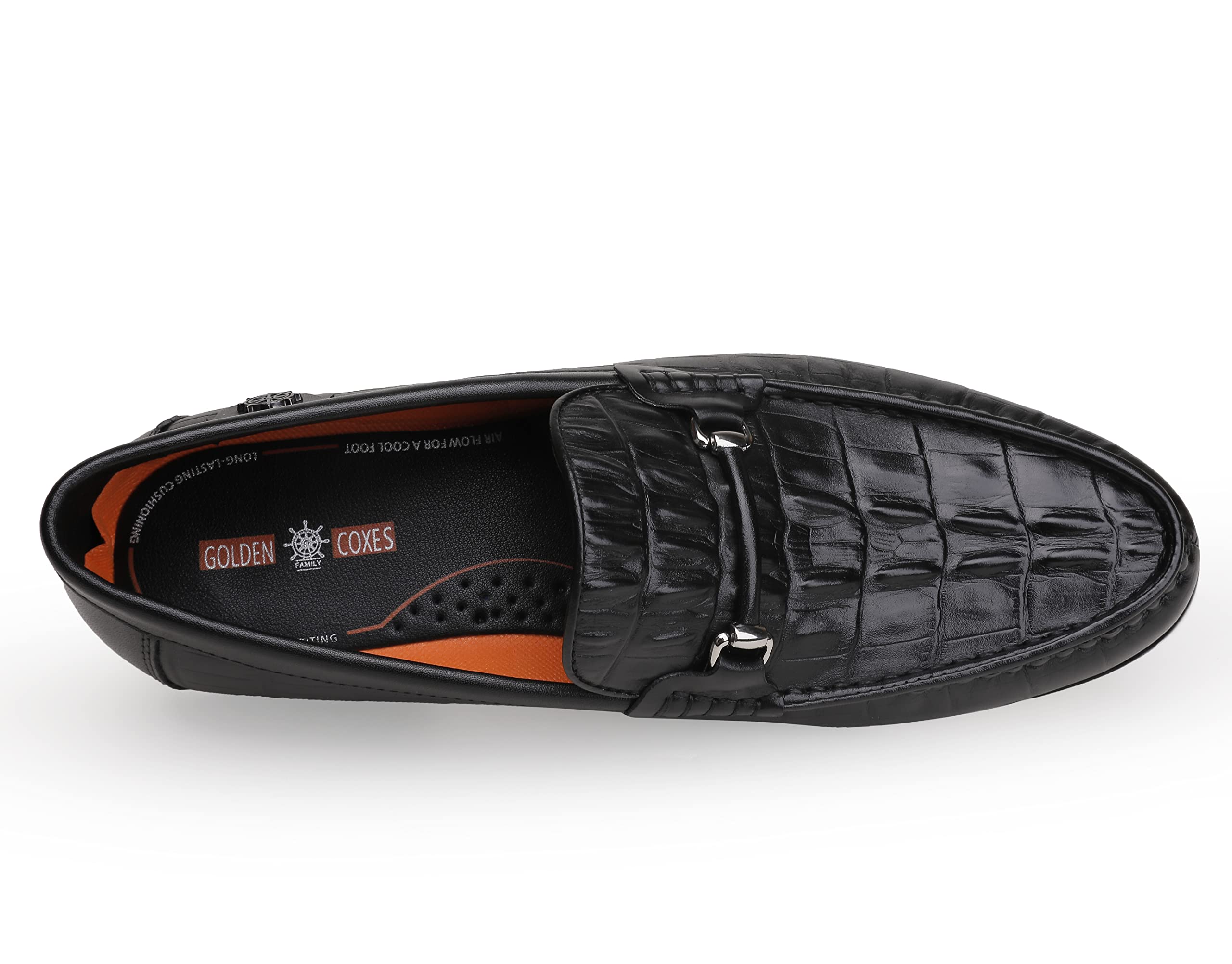 Premium Men's Leather Dress Shoes - Black Crocodile Print Business Loafers for Formal & Casual Wear | Slip-On Comfort for Office, Weddings & Special Events