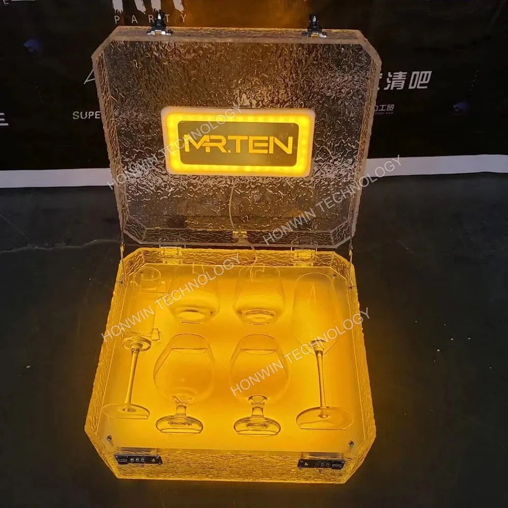 Ace of Spades LED Champagne Briefcase - 3 Bottle Whisky & Wine Carrier with Ice Rock Cooling - VIP Cocktail Presenter for Parties, Gifts & Luxury Events