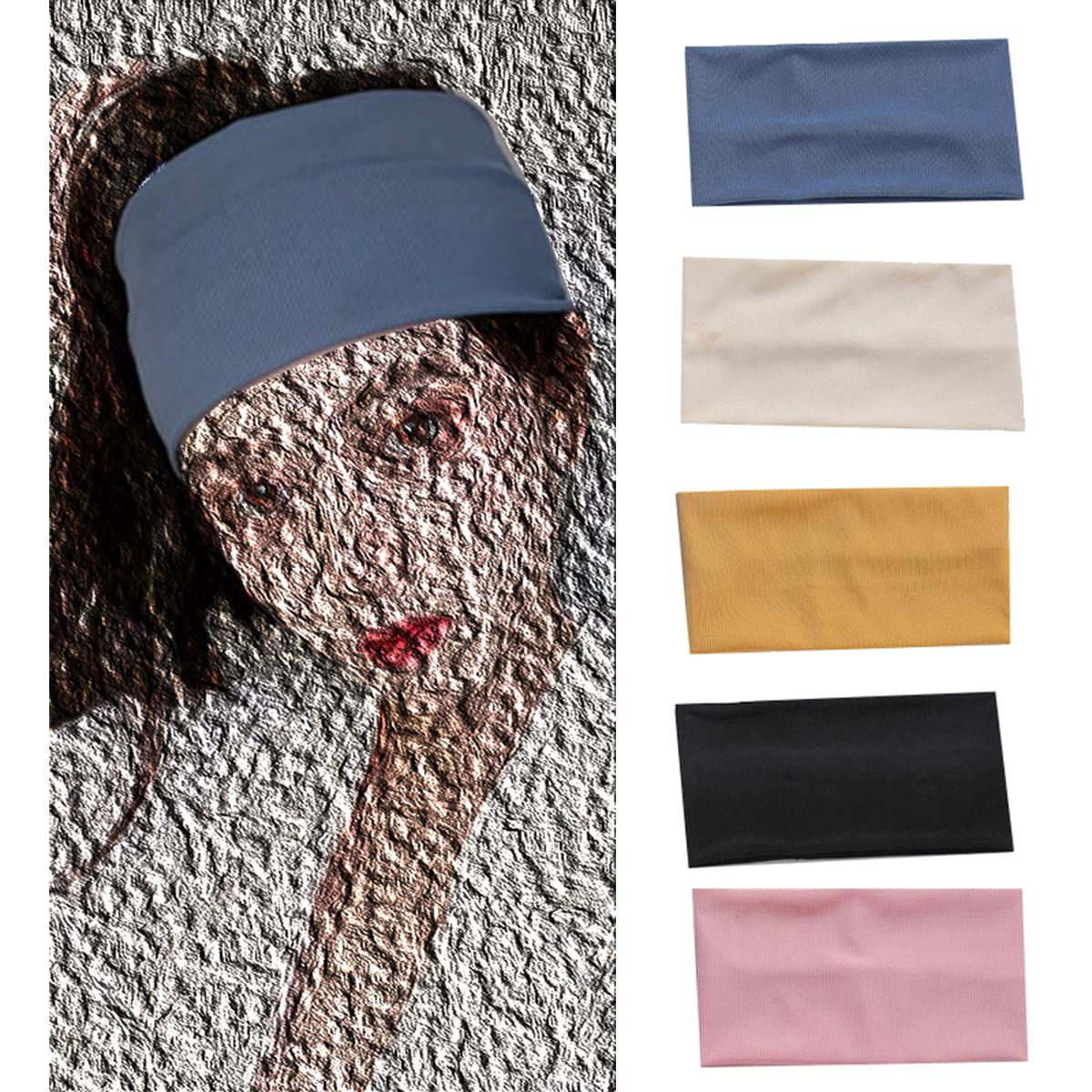 ZXUY Women's Non-Slip Workout Headbands - 5 Pack Elastic Yoga & Running Head Wraps - Sweat Absorbent Sports Hair Bands for Women & Girls - Perfect for Gym, Yoga, Running and Outdoor Activities