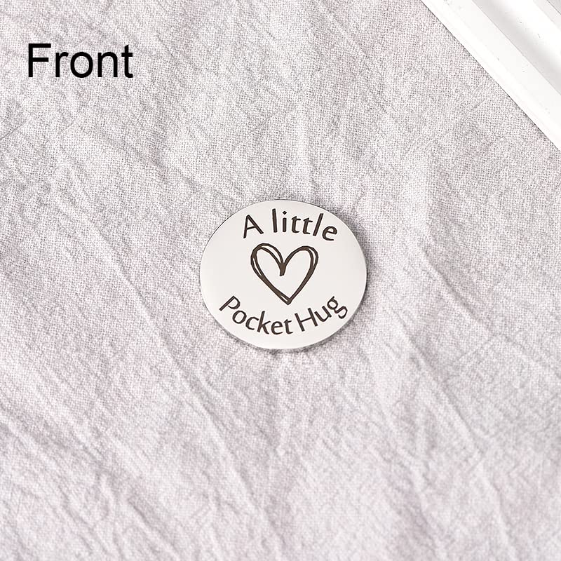 Pocket Hug Token Keychain - Double Sided Keepsake Gift for Mom, Women - Mother's Day, Birthday, Long Distance Relationship Gift from Daughter or Son - PU Leather Keychain for Comfort & Connection (Perfect for Travel, Work, or Daily Reminder of Love)