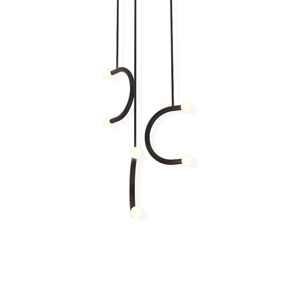 Modern C Pendant Light - Industrial Style Hanging Lamp for Kitchen Island, Dining Room & Living Room - Adjustable Height & Dimmable LED Lighting