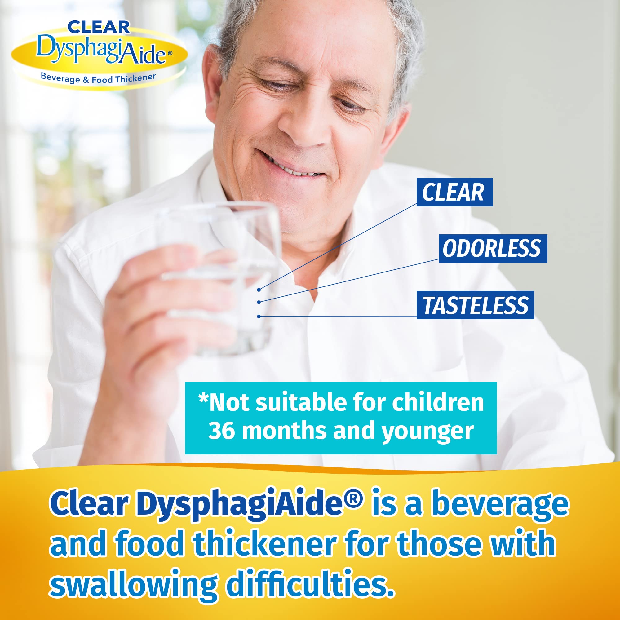 Clear DysphagiAide Thickening Powder - 8.89 Oz (Pack of 6) - 180 Servings Instant Food & Liquid Thickener for Dysphagia - Perfect for Smoothies, Soups, and Beverages
