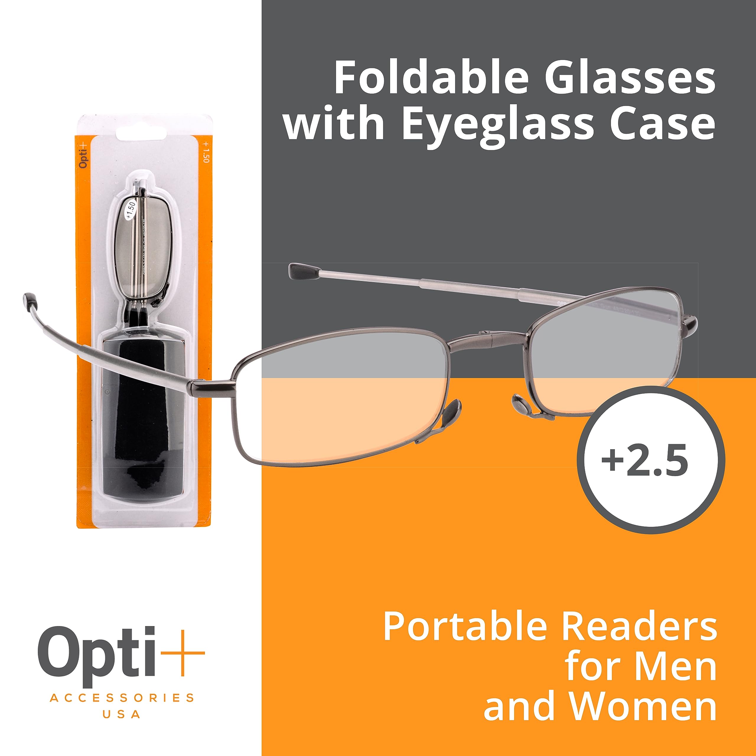 Foldable Reading Glasses with Case - Lightweight Folding Eyeglasses for Women & Men - AR Compatible - Perfect for Travel, Reading & Computer Use