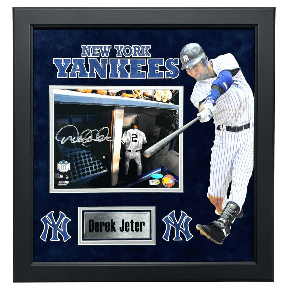 Derek Jeter Autographed New York Yankees 8x10 Photo Collage Framed with MLB COA - Signed Steiner NY - Perfect for Yankees Fans, Sports Memorabilia Collectors & Man Cave Decor