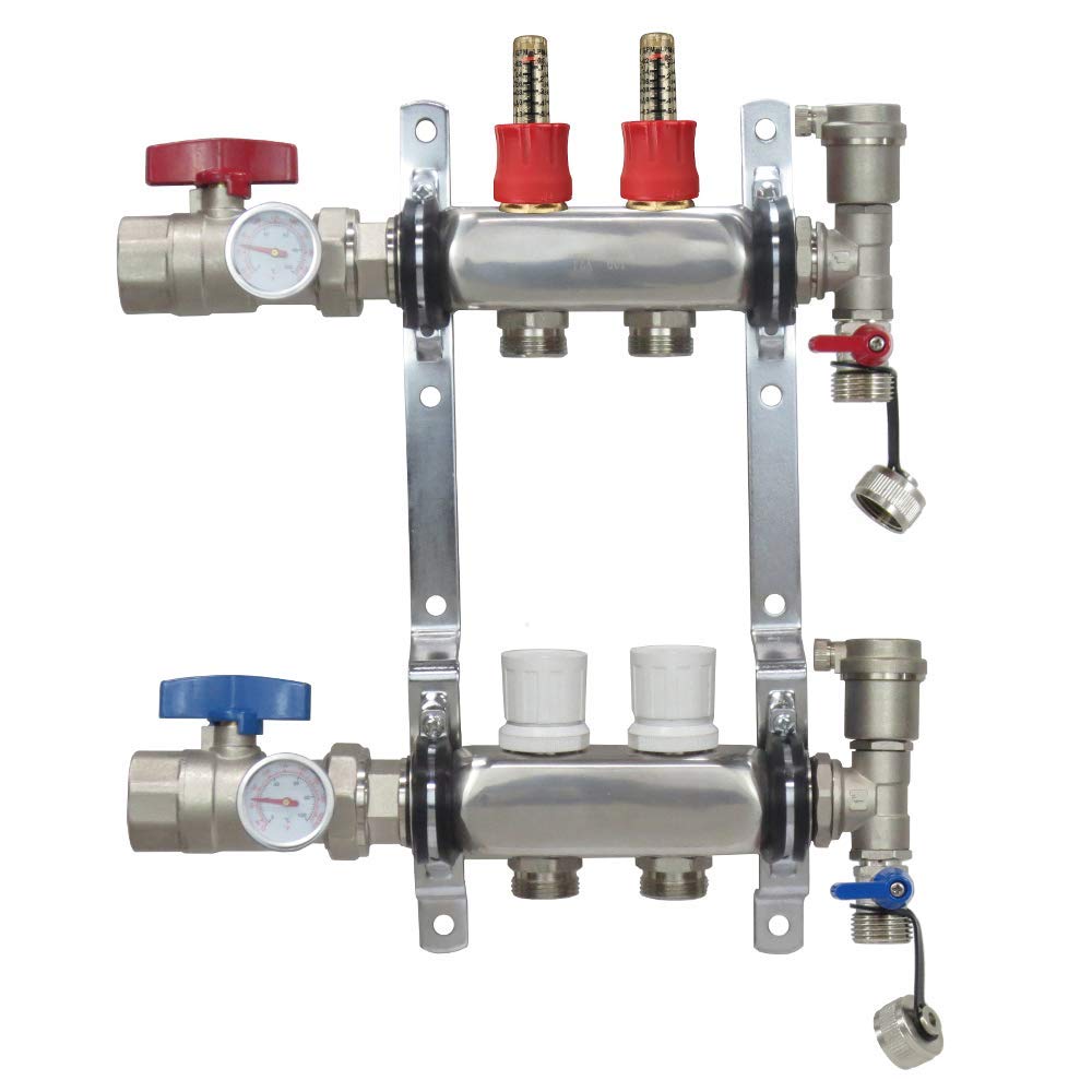 2 Loop Stainless Steel Premium PEX Manifold With 1/2