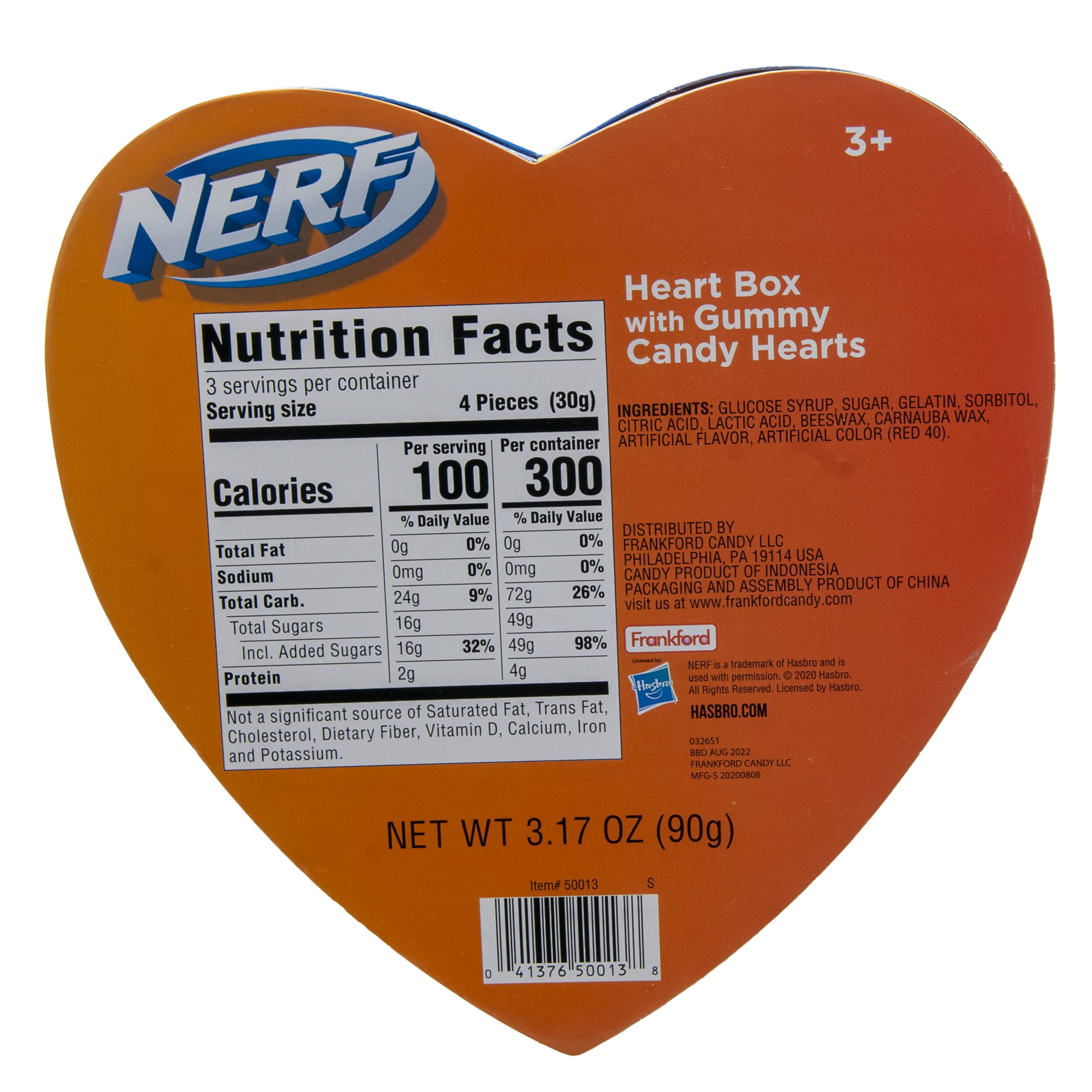 Frankford Candy Nerf Football Heart Shaped Chocolate Box - 3.17oz Sports-Themed Valentine's Day, Birthday & Father's Day Gift for Dad, Grandpa, Teachers & Coaches - Perfect for Game Day, School Events & Holiday Celebrations